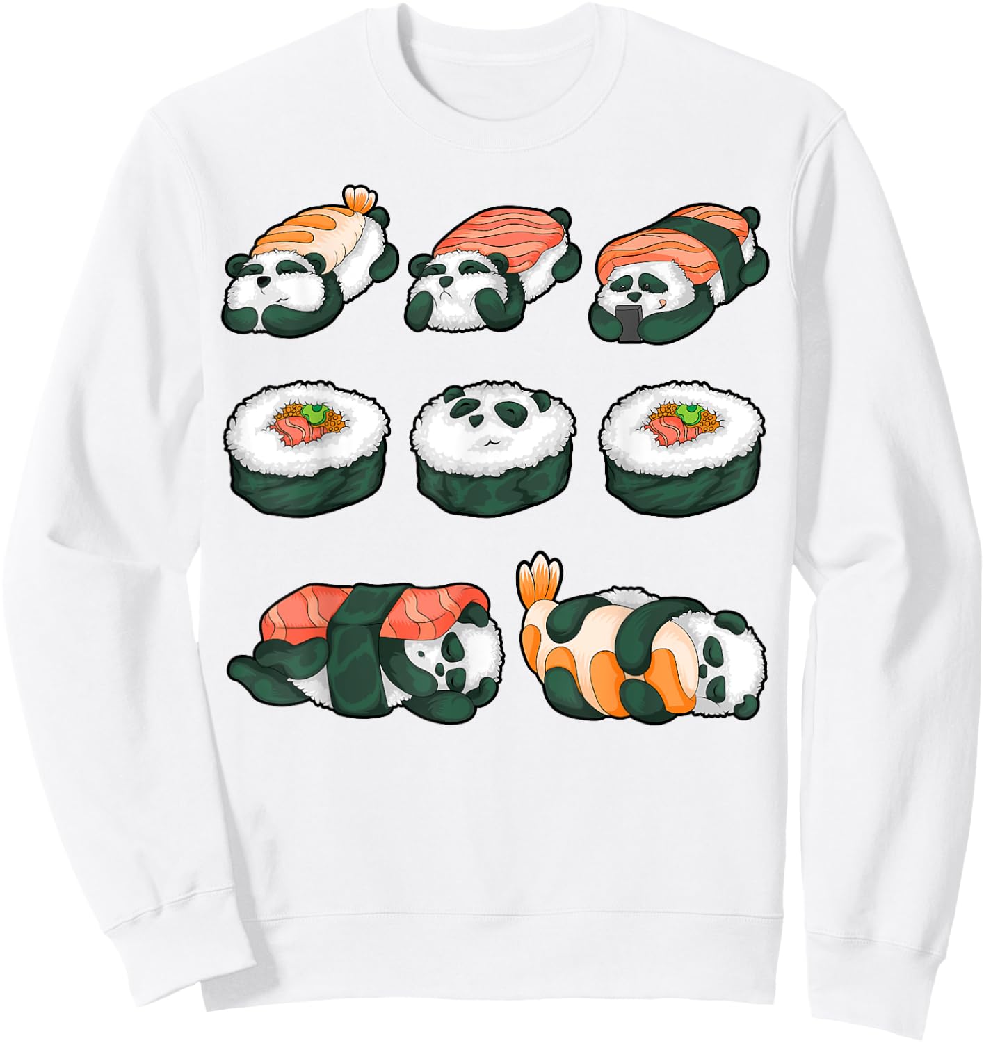 Panda Sushi Hug Shirt Cute Animal Maki Lover Funny Food Gift Sweatshirt - Sweatshirt | White