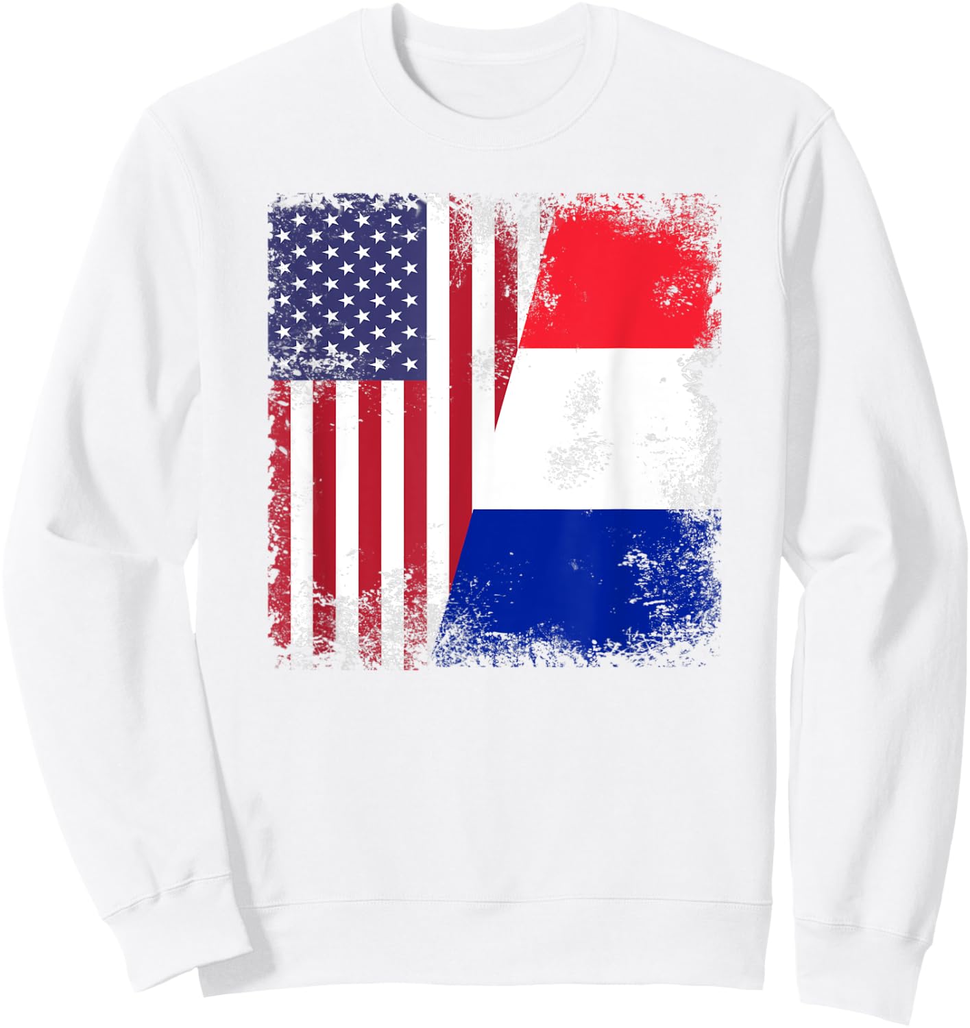 Half French Frenchman Flag | Vintage France USA Gift Sweatshirt - Sweatshirt | White