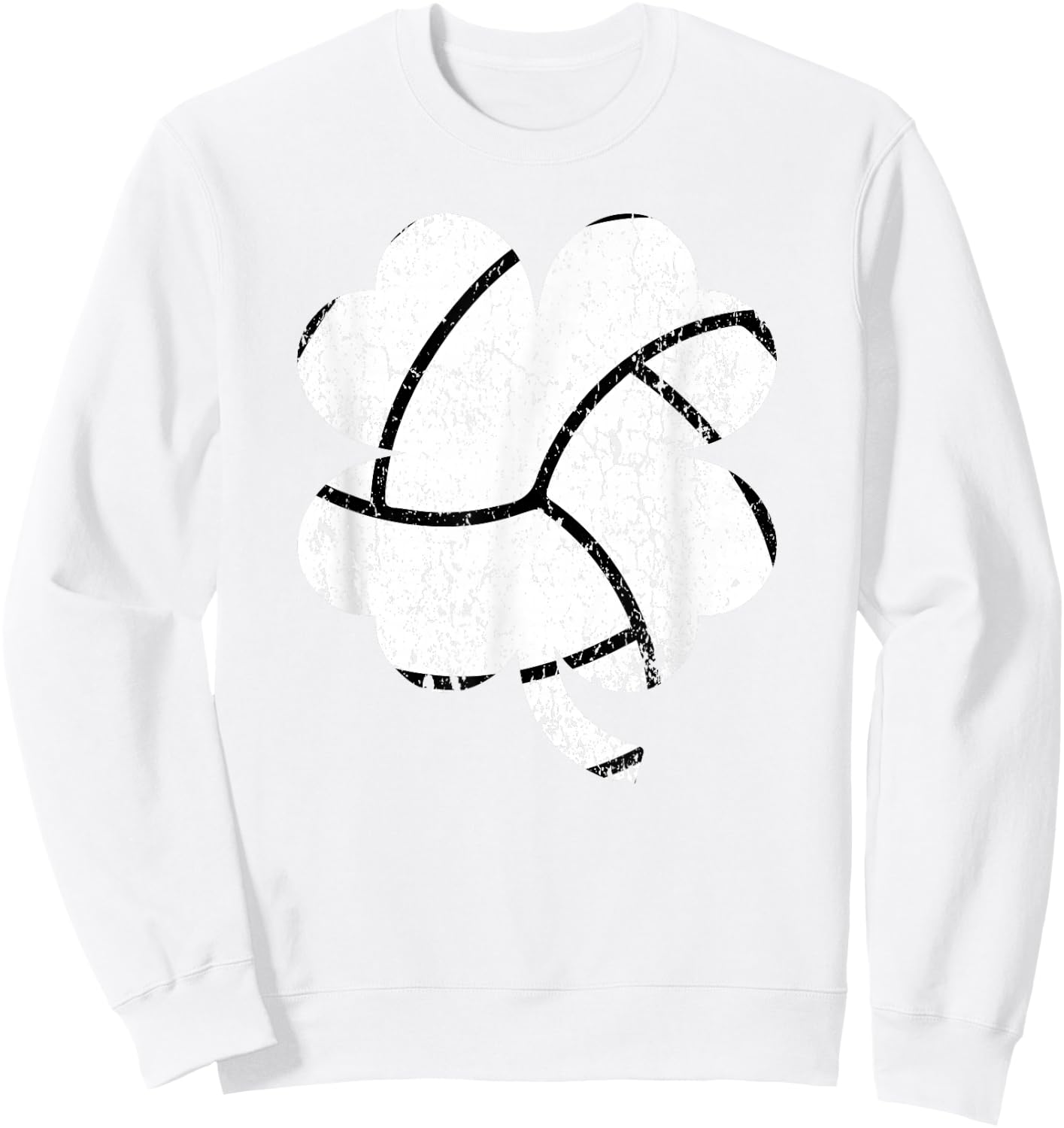 Volleyball Shamrock Four Leaf Clover St Patricks Day Sweatshirt - Sweatshirt | White
