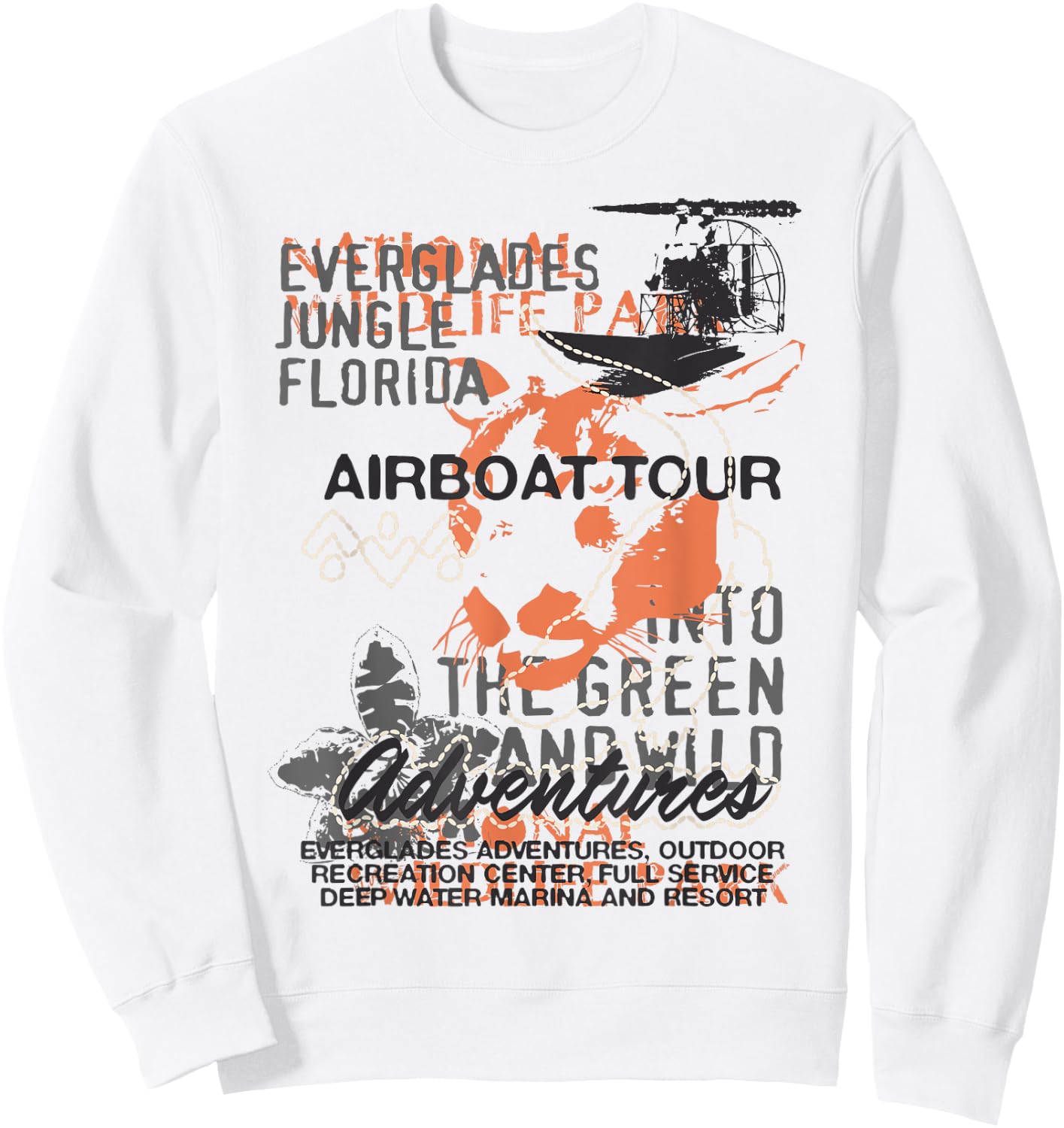 Everglades Airboat Adventure Tours South Florida Women Men Sweatshirt - Sweatshirt | White