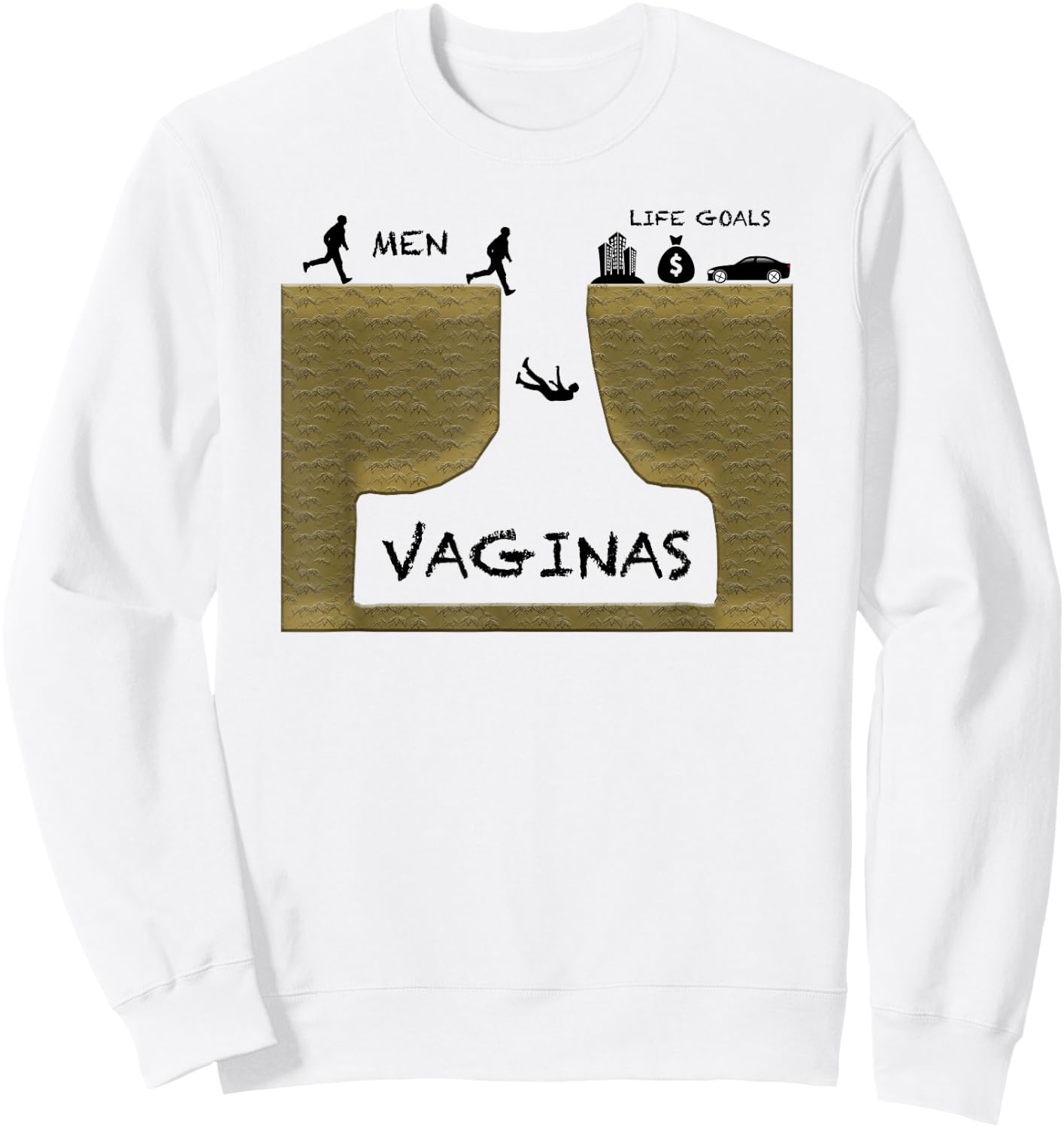 Funny Men's Life Goals Vaginas Money Cars Work Gag Gift Sweatshirt - Sweatshirt | White