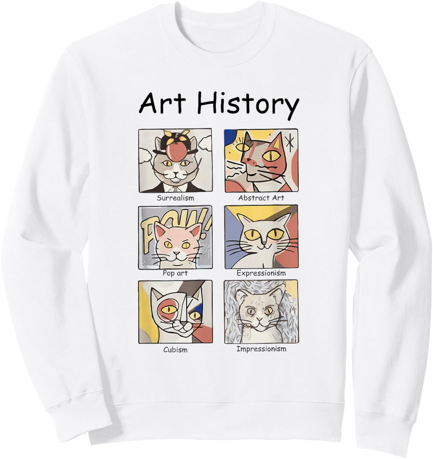 Art History Funny Cat Art Lover Painting Painter Artist Sweatshirt - Sweatshirt | White
