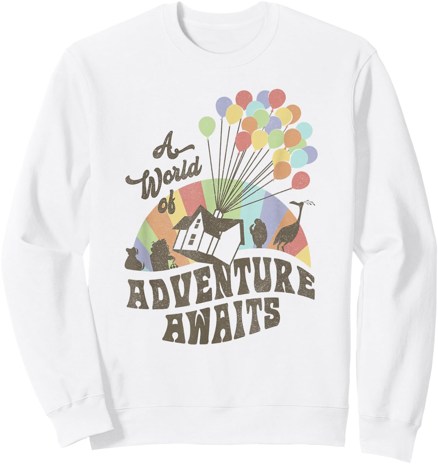 Disney Pixar Up A World Of Adventure Awaits Rainbow Balloons Sweatshirt - Sweatshirt | White