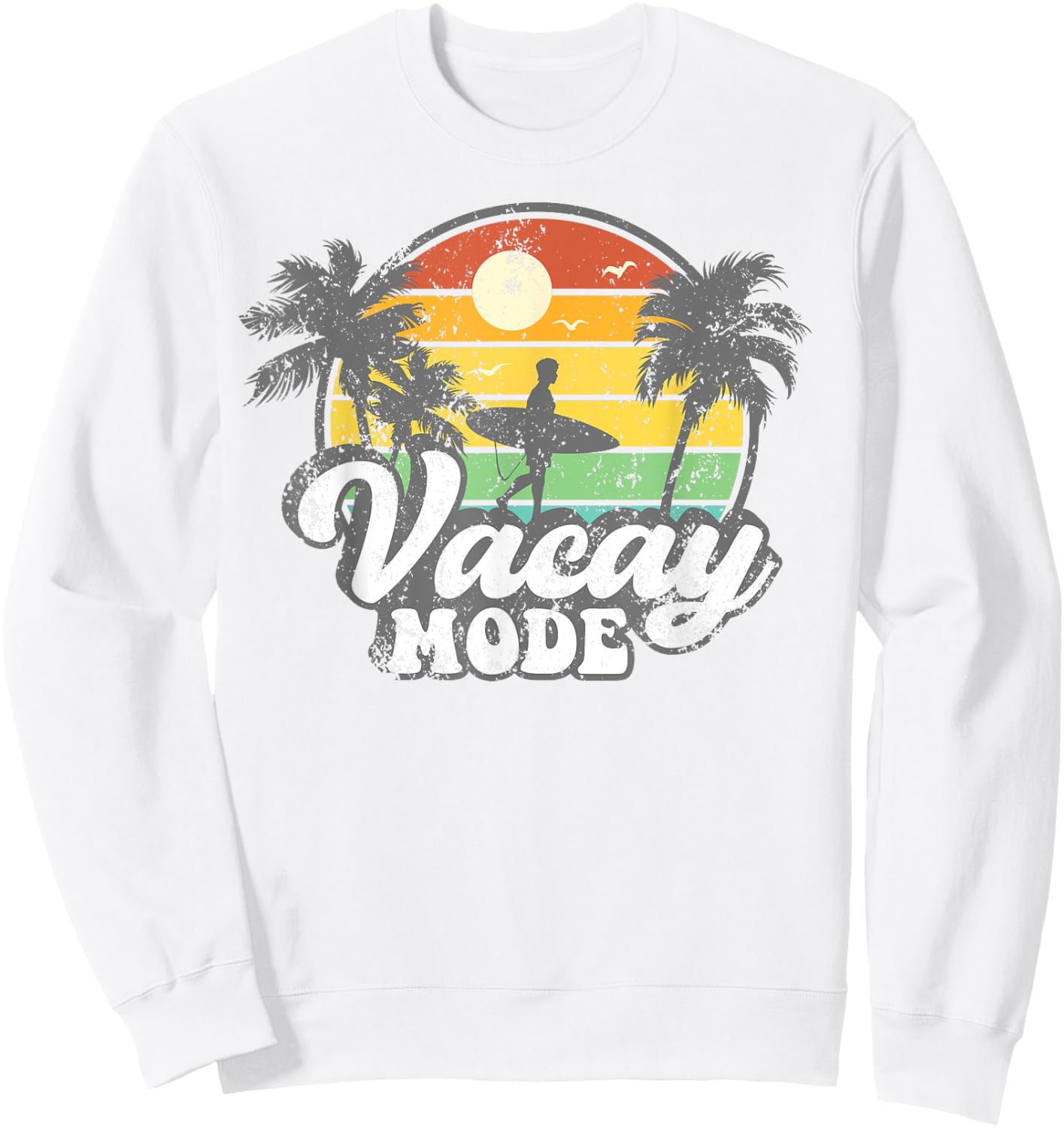 Vacay Mode Retro Beach Vacation Summer Kids Men Woman retro Sweatshirt - Sweatshirt | White