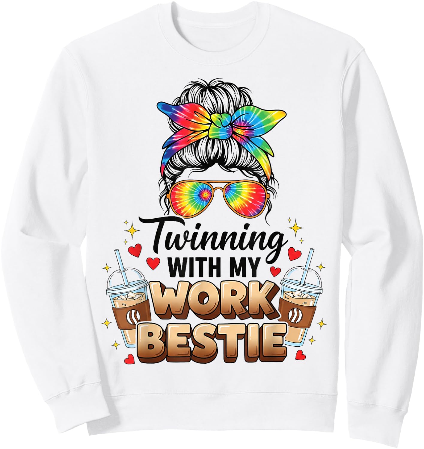 Twinning with My Work Bestie Funny Coffee Lover Matching Sweatshirt - Sweatshirt | White