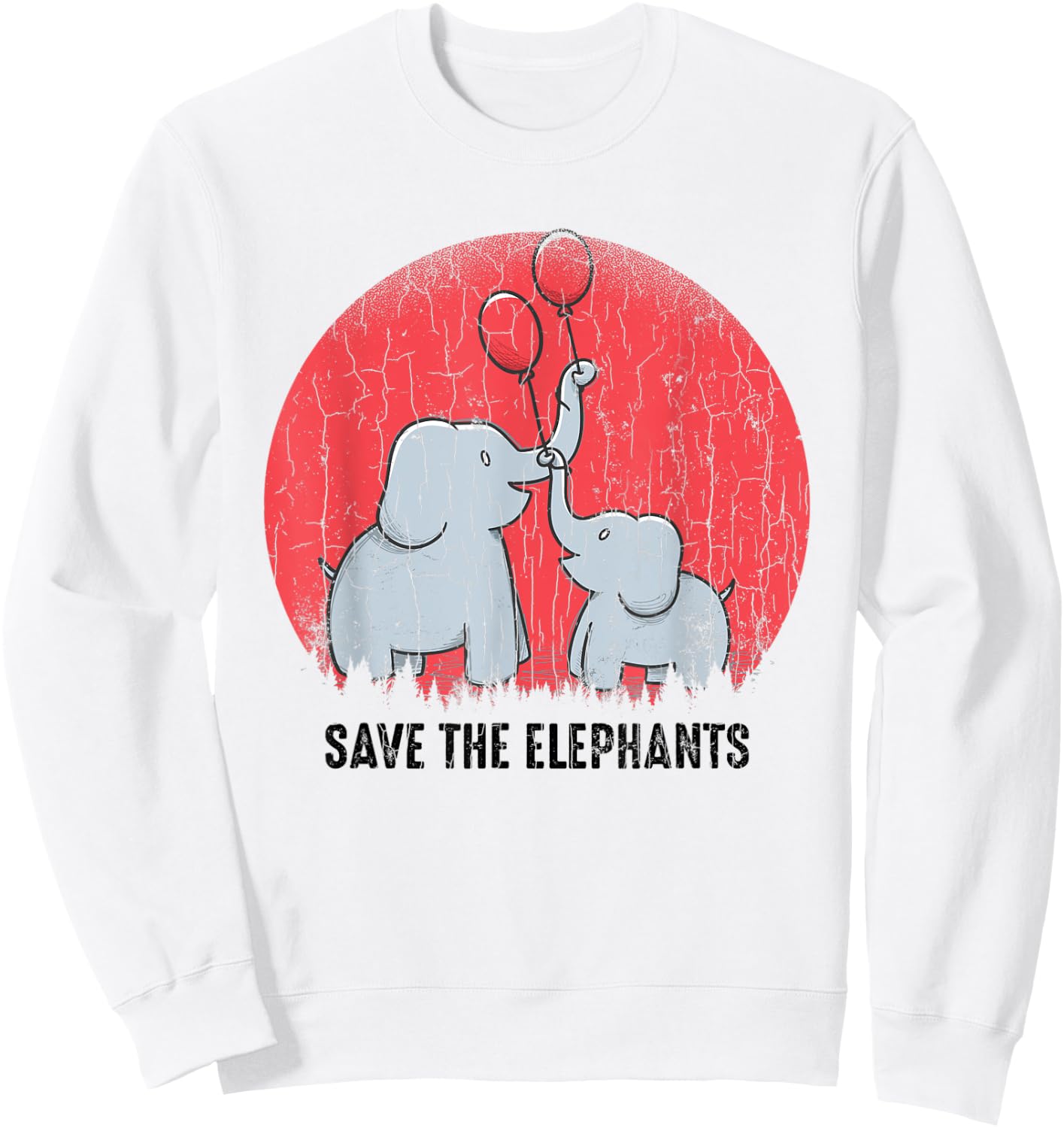 Save The Elephants Funny Elephant Lover Boys Girls Graphic Sweatshirt - Sweatshirt | White