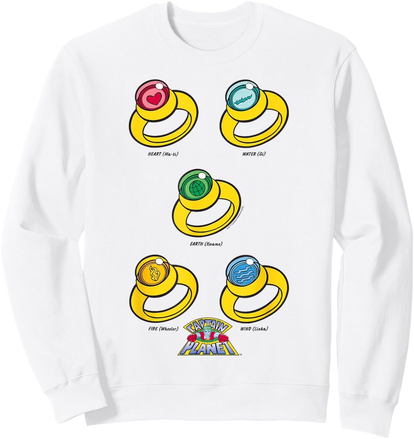 Captain Planet Rings of Power Sweatshirt - Sweatshirt | White