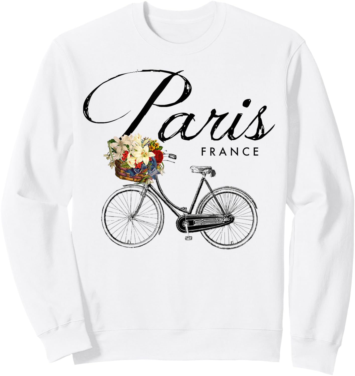 Paris France Souvenir Shirt, Paris Bike Image Sweatshirt - Sweatshirt | White