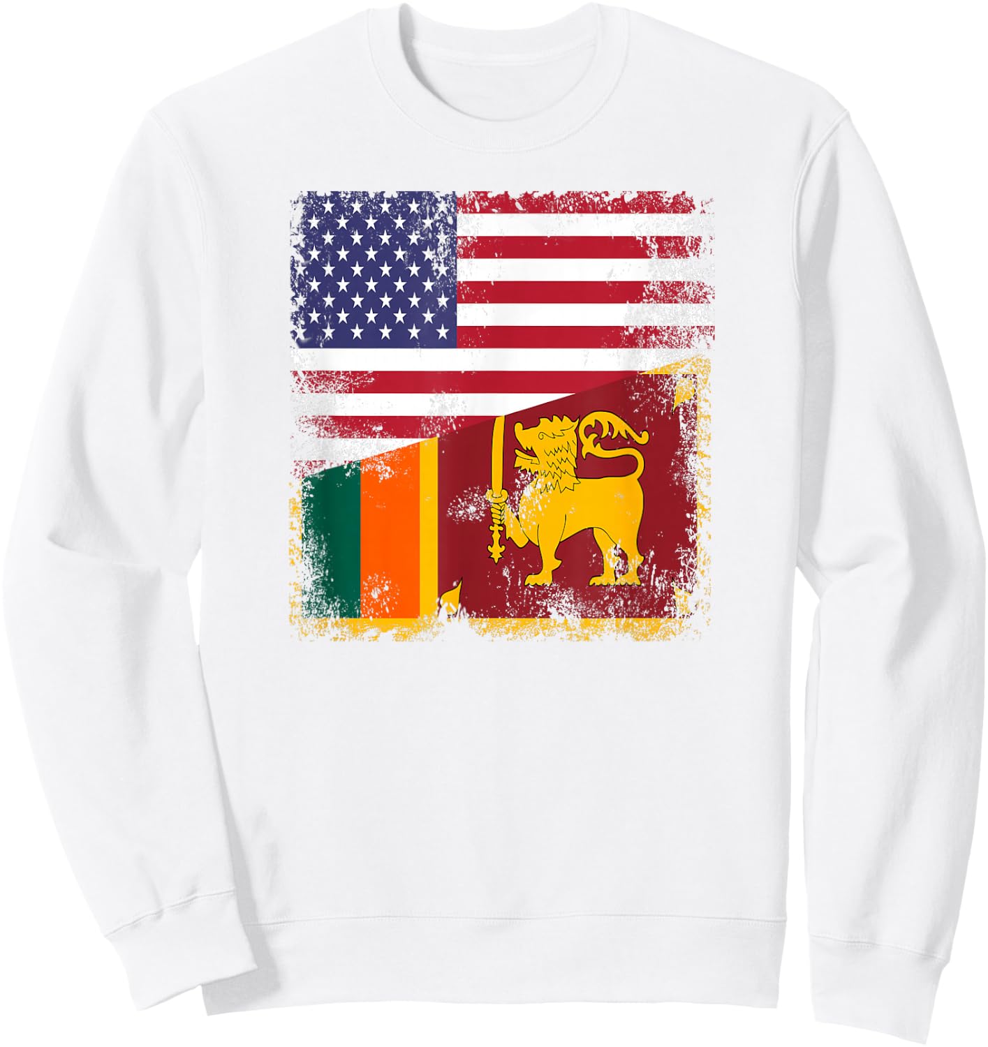 Half Sri Lankan Flag | Vintage Sri Lanka USA Gift Sweatshirt - Sweatshirt | White