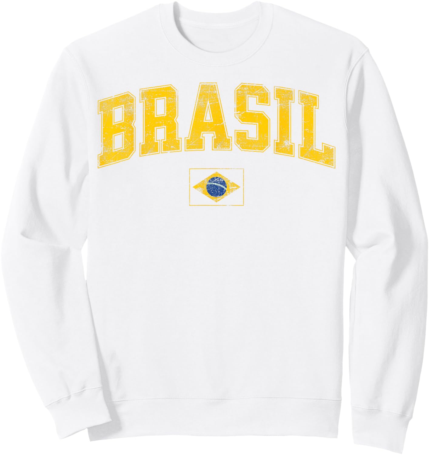 Retro Vintage Brasil | Women Men Kids Flag of Brazil Sweatshirt - Sweatshirt | White