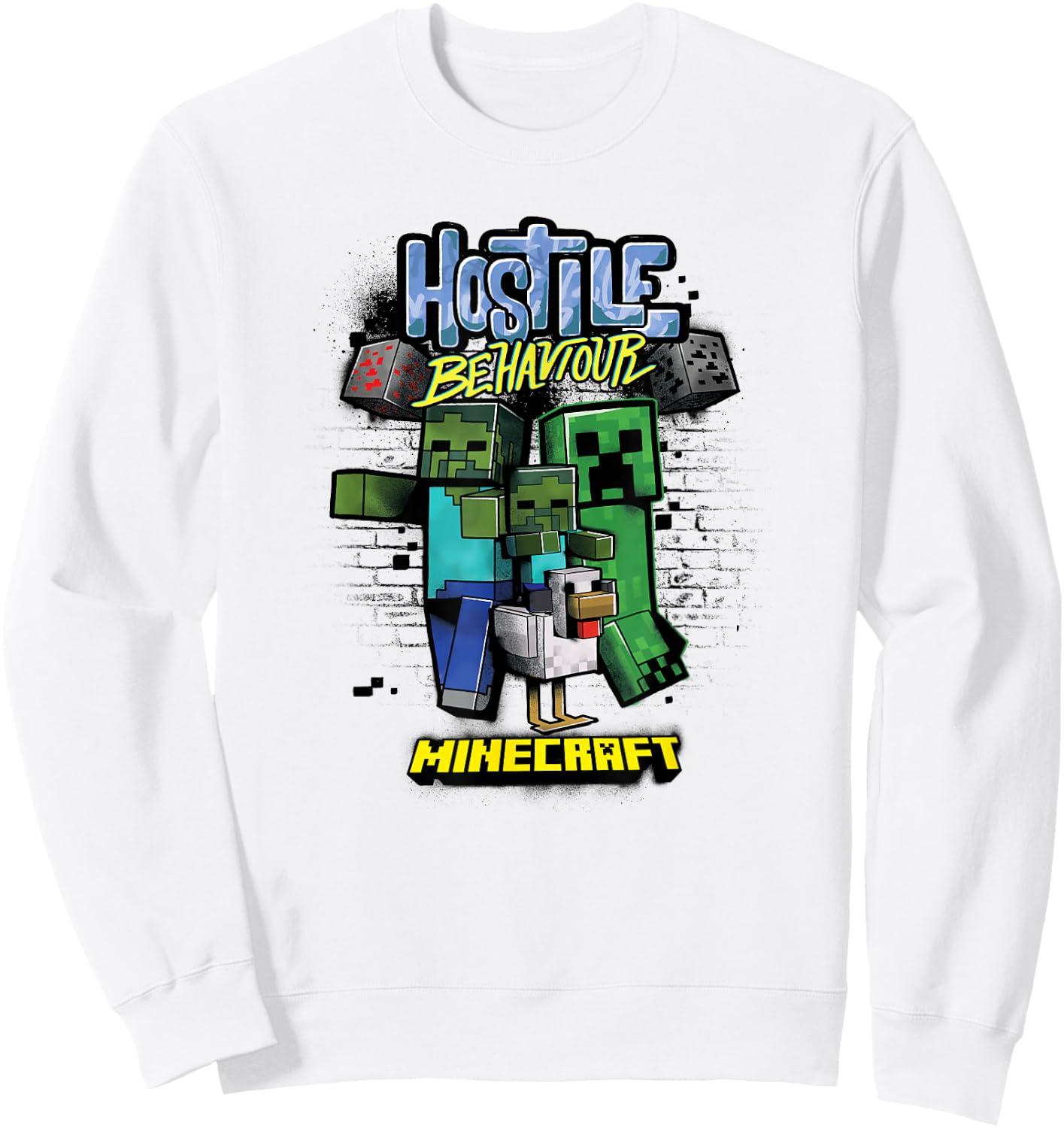Minecraft Hostile Behaviour Aggressive Mob Group Sweatshirt - Sweatshirt | White