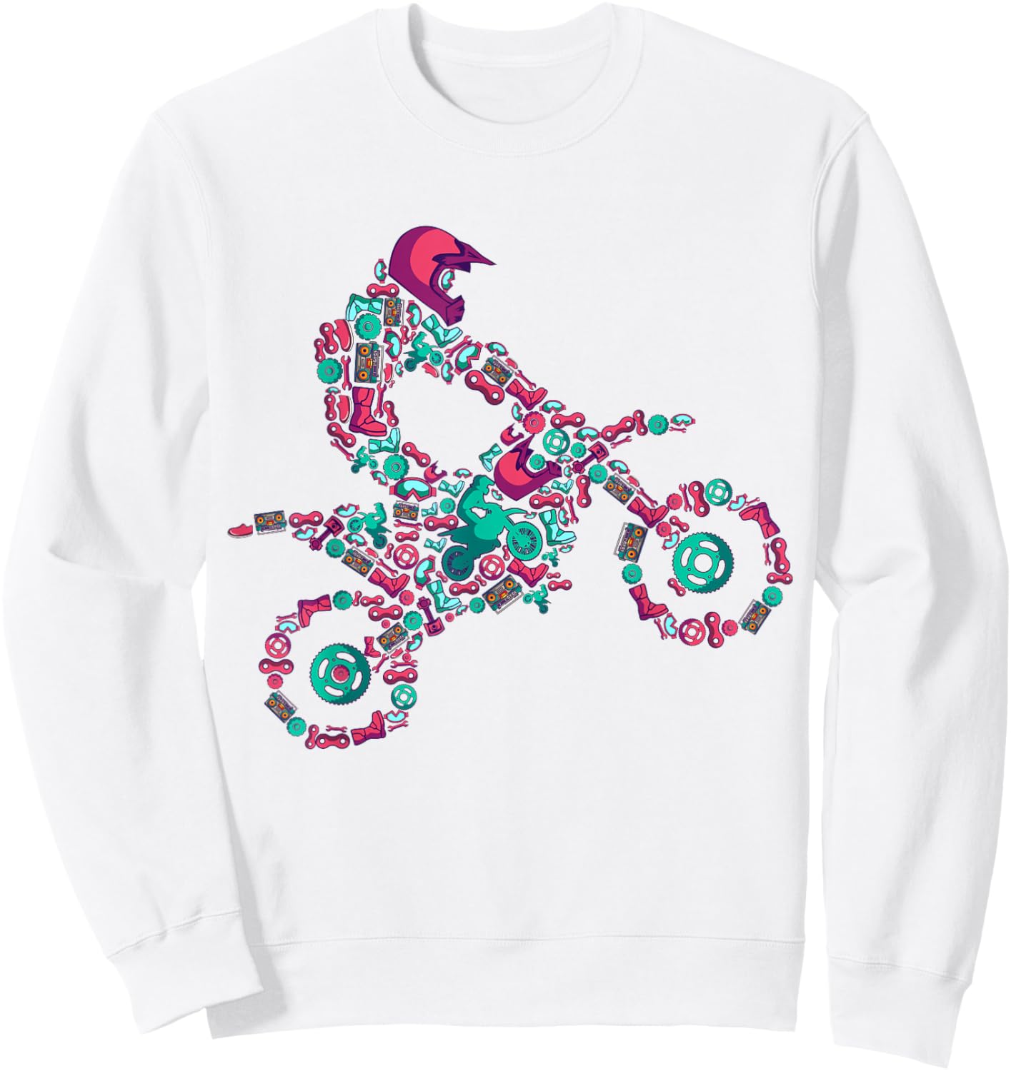 Motocross Enduro Supermoto Bike Dirt Biker Sweatshirt - Sweatshirt | White