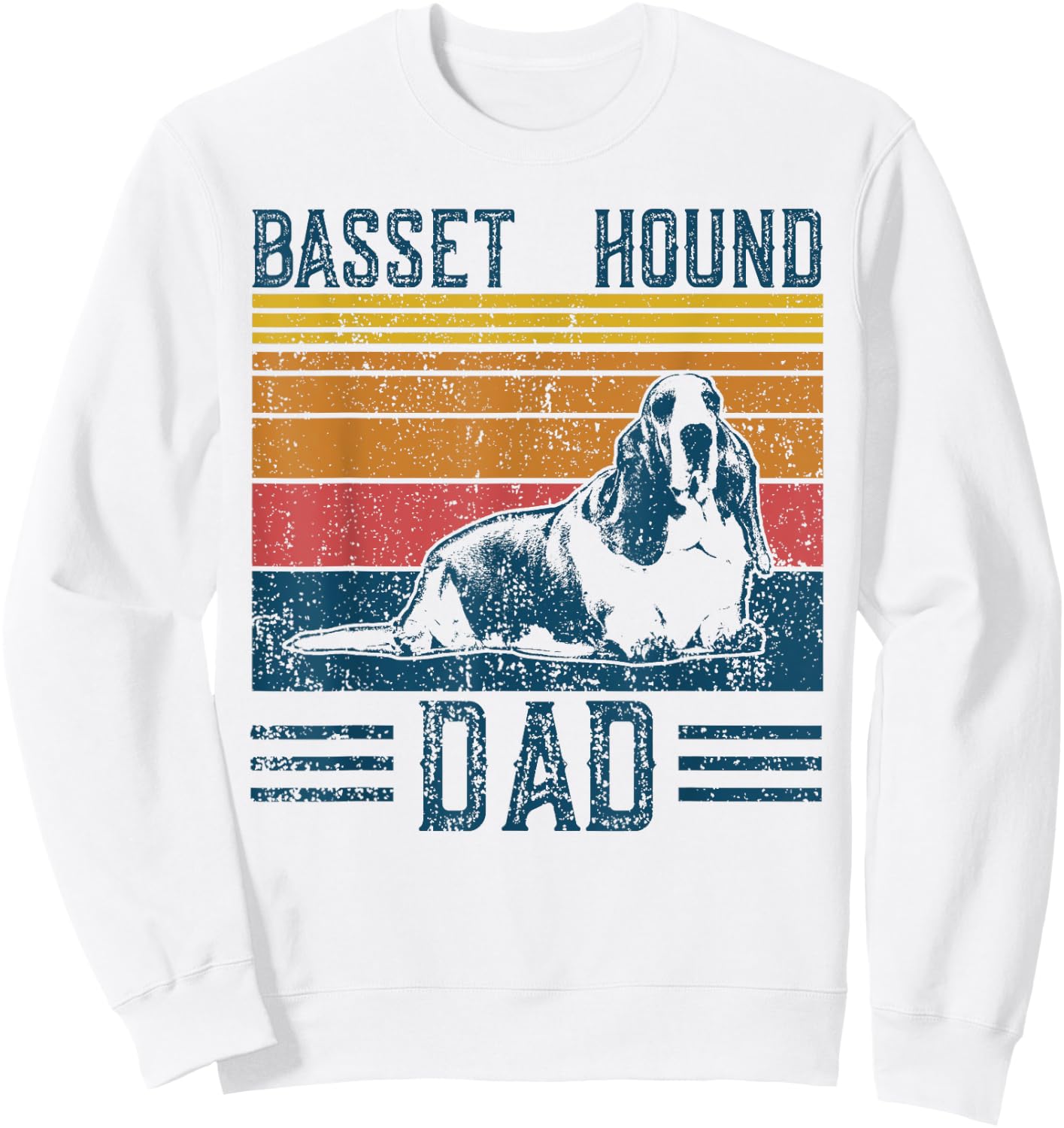 Dog Dad - Vintage Basset Hound Dad Sweatshirt - Sweatshirt | White