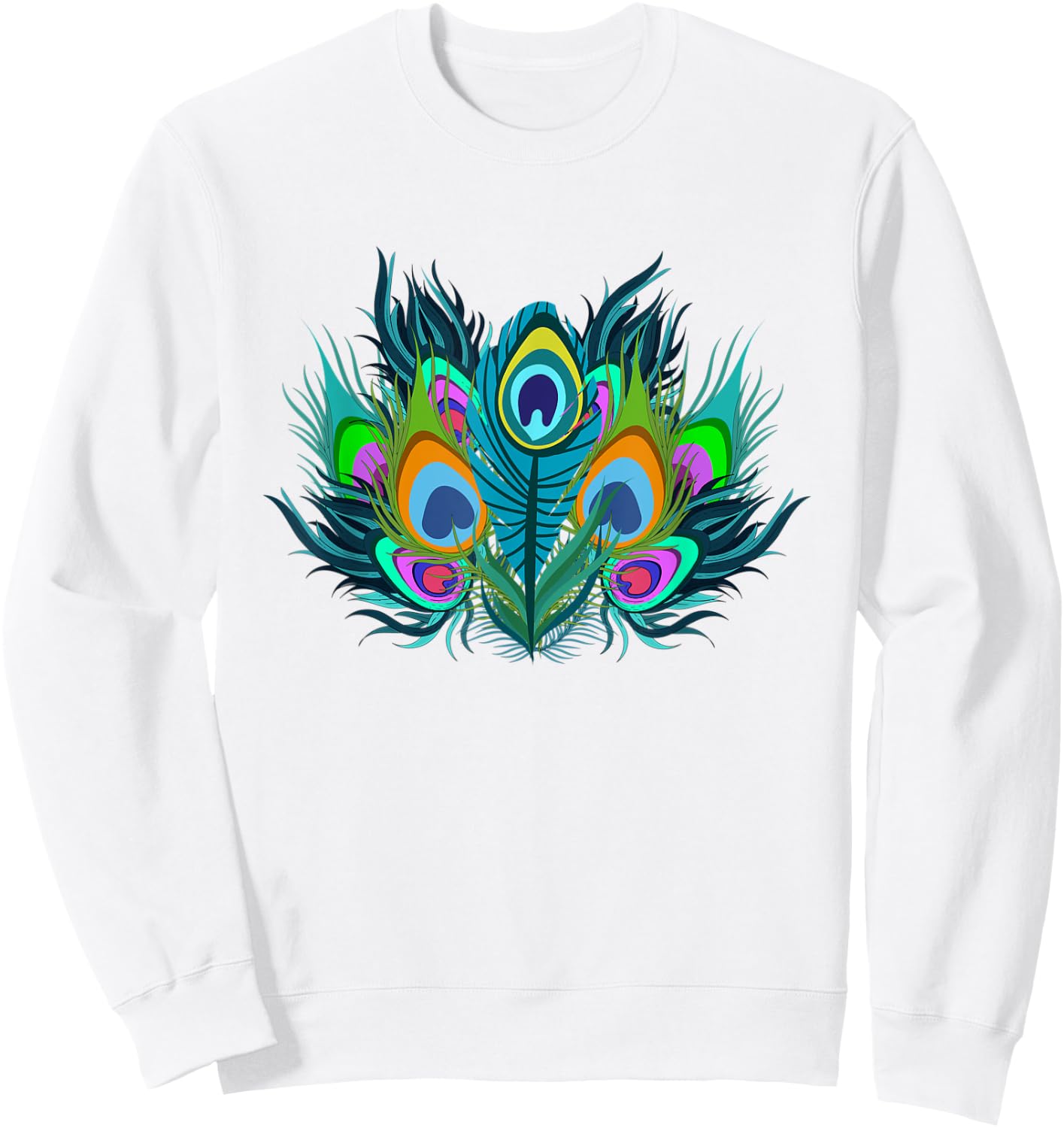 Peacock Feathers Zoo Animal Lover Ornamental Bird Peacock Sweatshirt - Sweatshirt | White