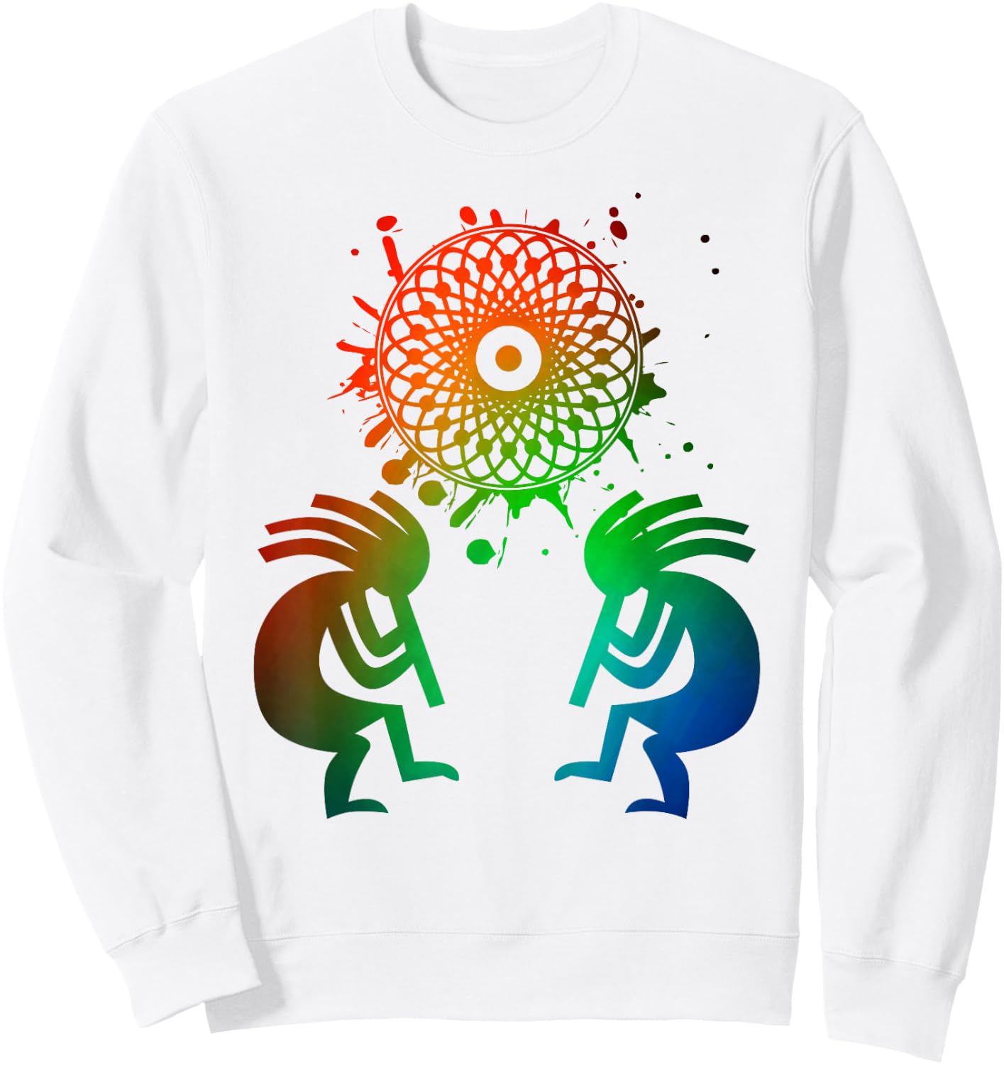Kokopelli Native American Dream Catcher Sweatshirt - Sweatshirt | White