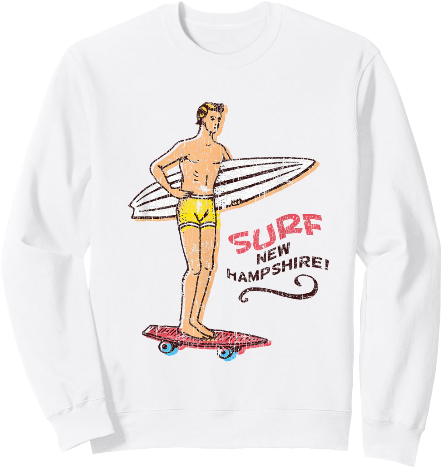 Surf New Hampshire Vintage Surfboard 60s 70s 80s Sweatshirt - Sweatshirt | White