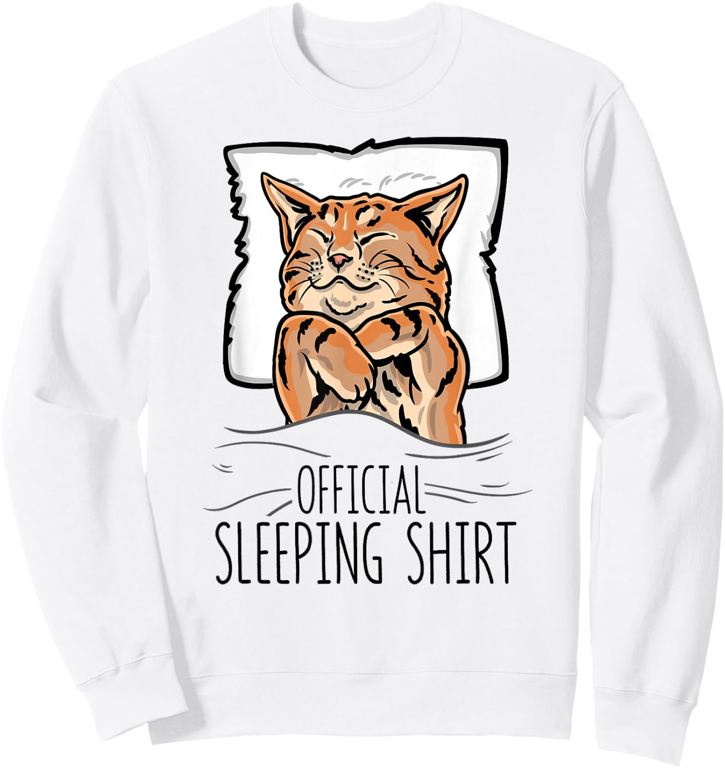 Official Sleeping Shirt Cute Cat nap Sleep Nightgown Sweatshirt - Sweatshirt | White