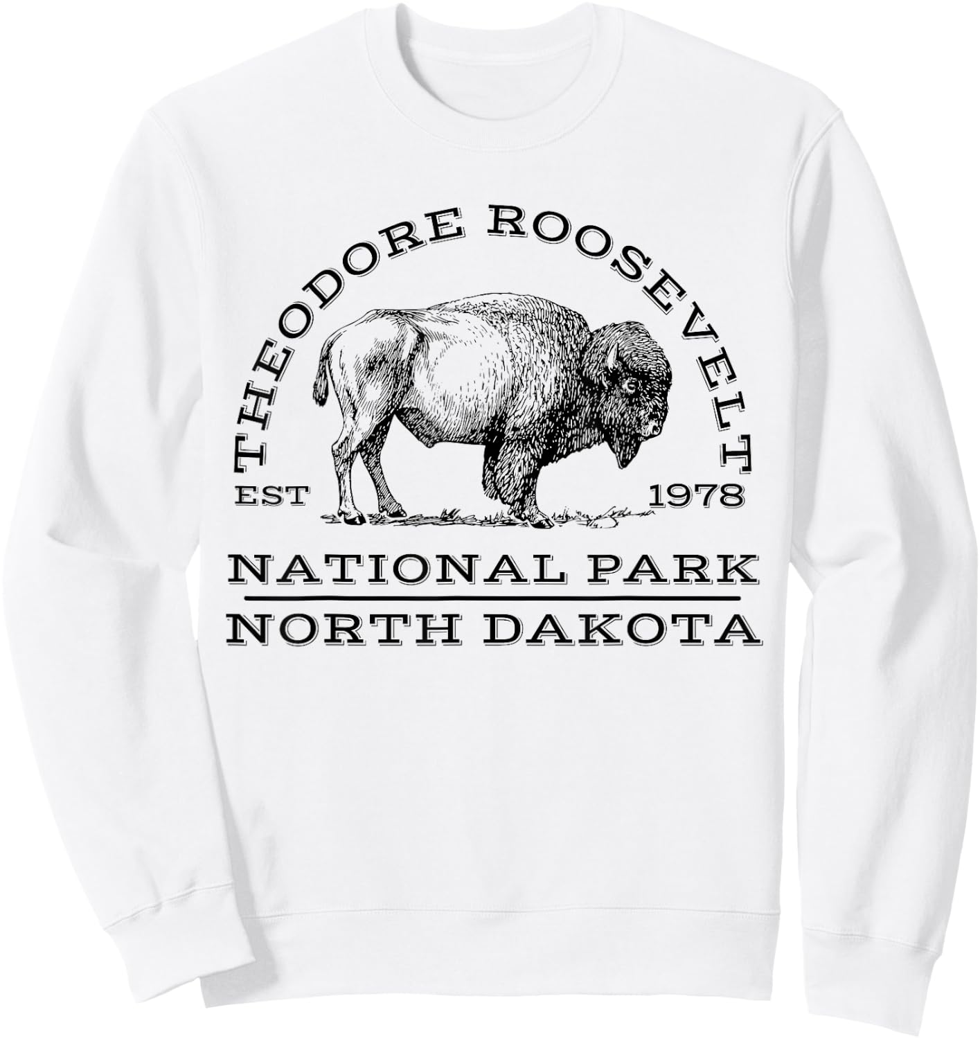 Theodore Roosevelt National Park Buffalo North Dakota Hike , Gray Sweatshirt - Sweatshirt | White
