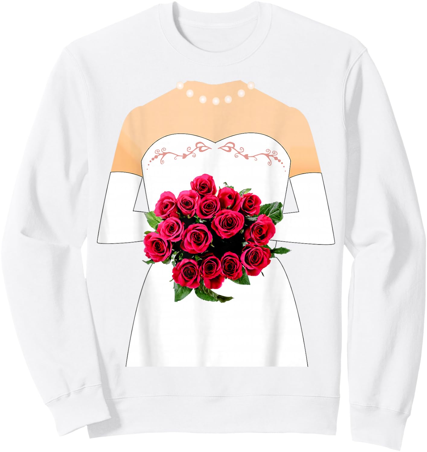 Bridal Gown for Bachelorette Party, Bride Halloween Costume Sweatshirt - Sweatshirt | White