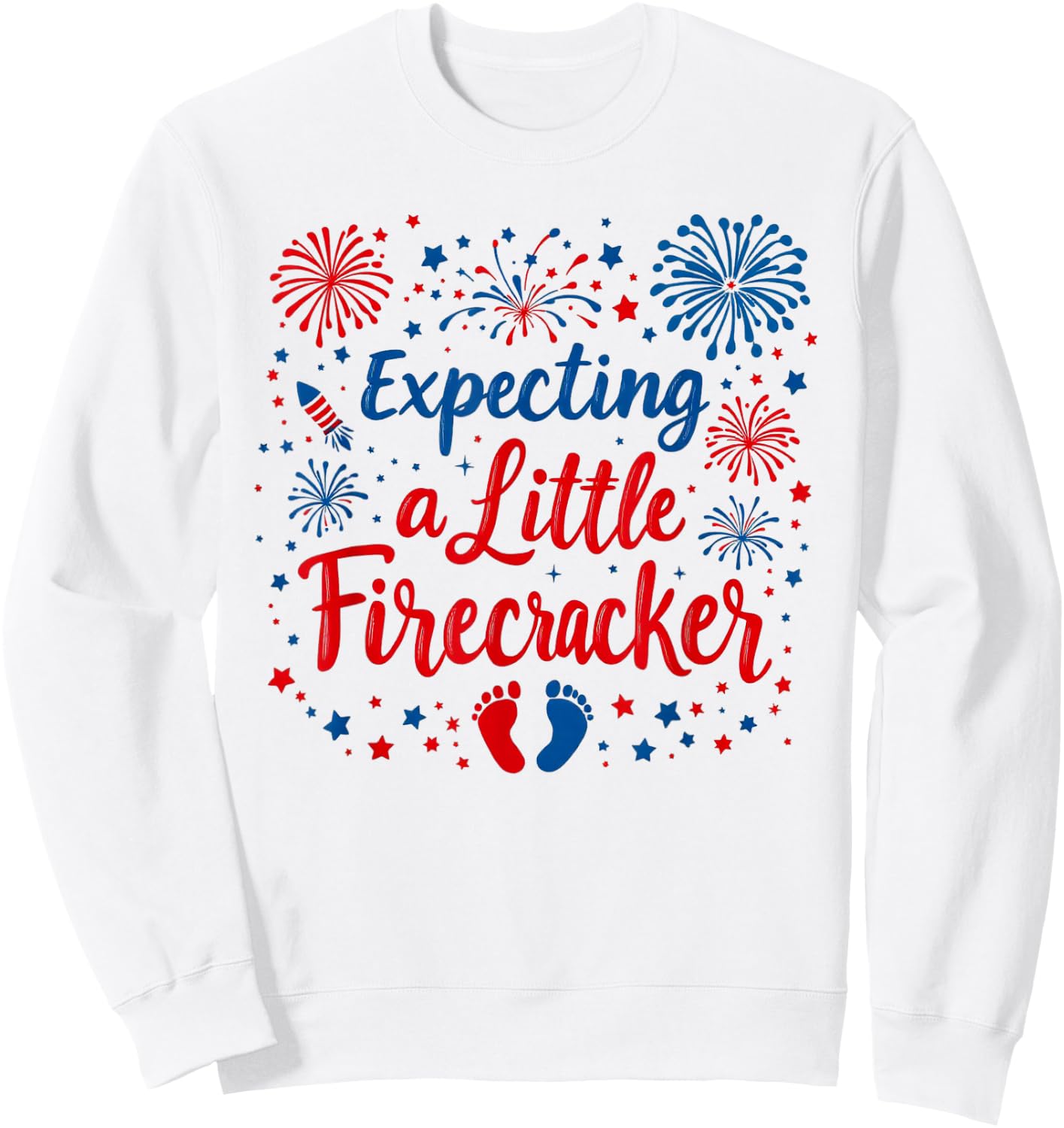 Expecting A Little Firecracker Baby Announcements 4th July Sweatshirt - Sweatshirt | White
