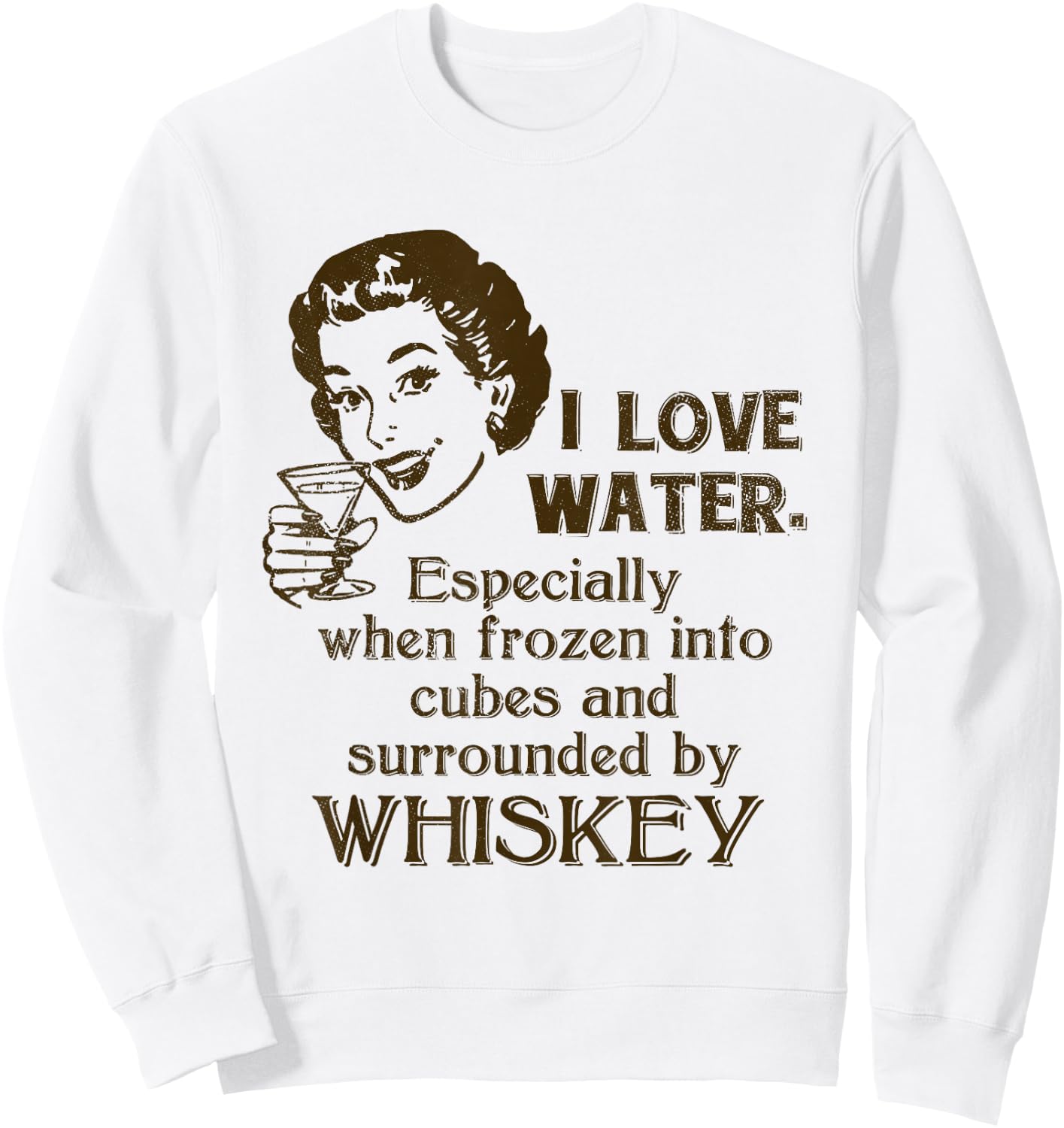 Whiskey Lovers Funny Retro Gag Gift Novelty Graphic Sweatshirt - Sweatshirt | White