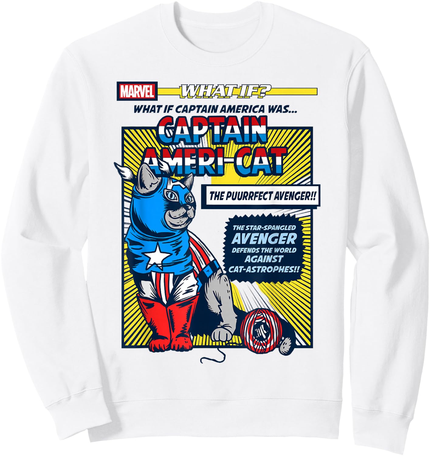 Marvel What If Captain America Was Captain Ameri-Cat Comic Sweatshirt - Sweatshirt | White
