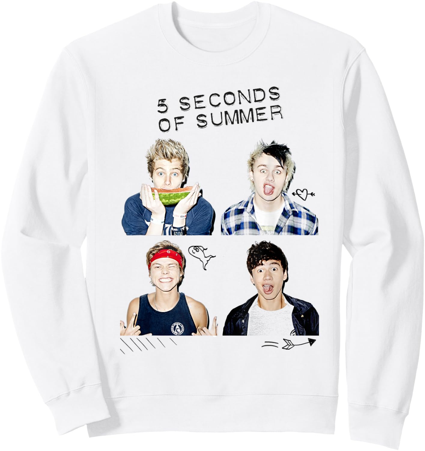 5 Seconds of Summer - Photo Scribble Sweatshirt - Sweatshirt | White