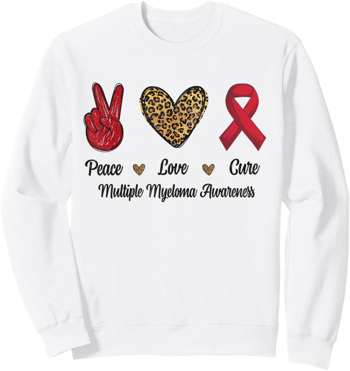 Peace Love Cure Multiple Myeloma Awareness Leopard Men Sweatshirt - Sweatshirt | White