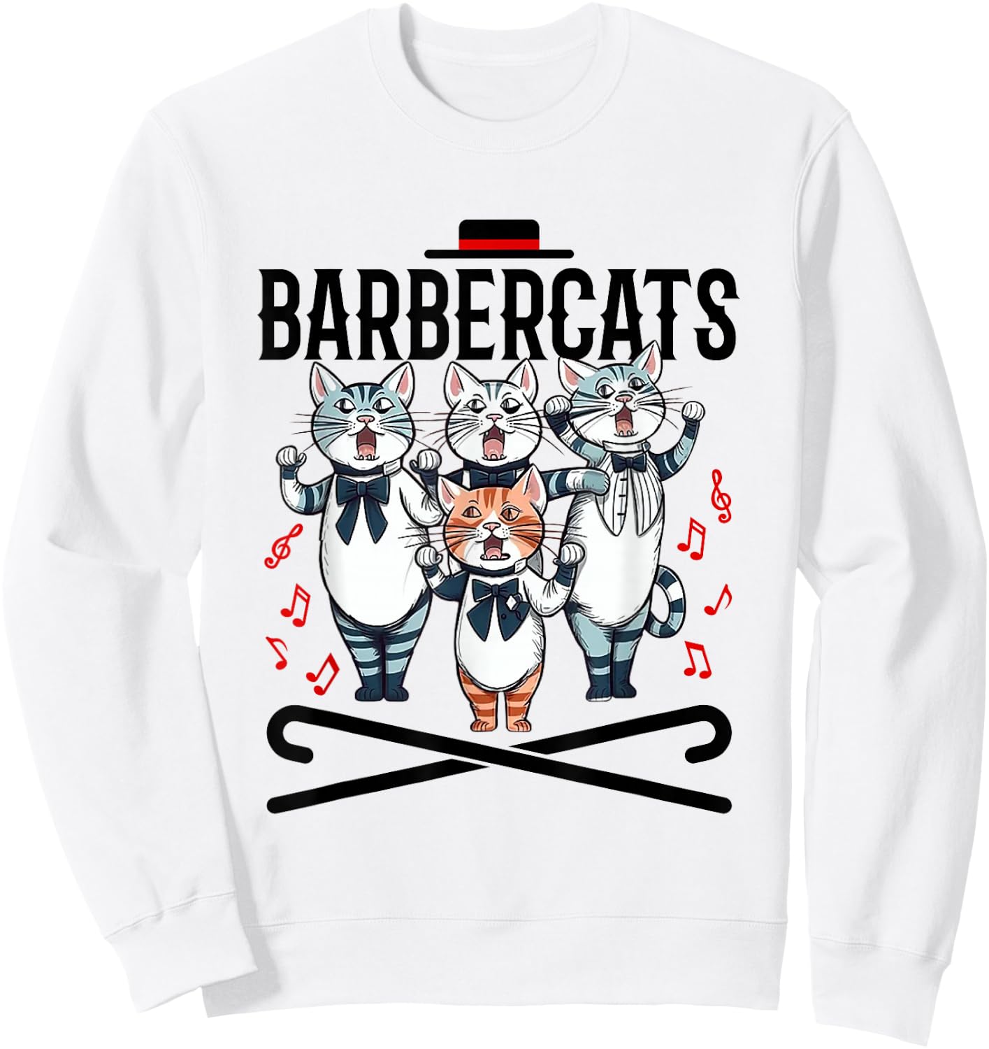 Barbershop Quartet Cats Singing Harmony Singer Sweatshirt - Sweatshirt | White