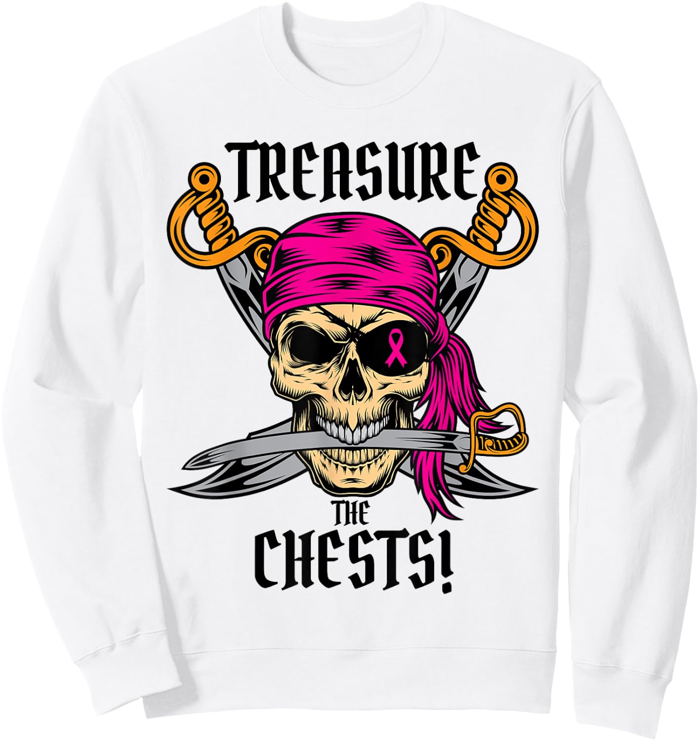 Cool Treasure The Chests Breast Cancer Awareness Sweatshirt - Sweatshirt | White