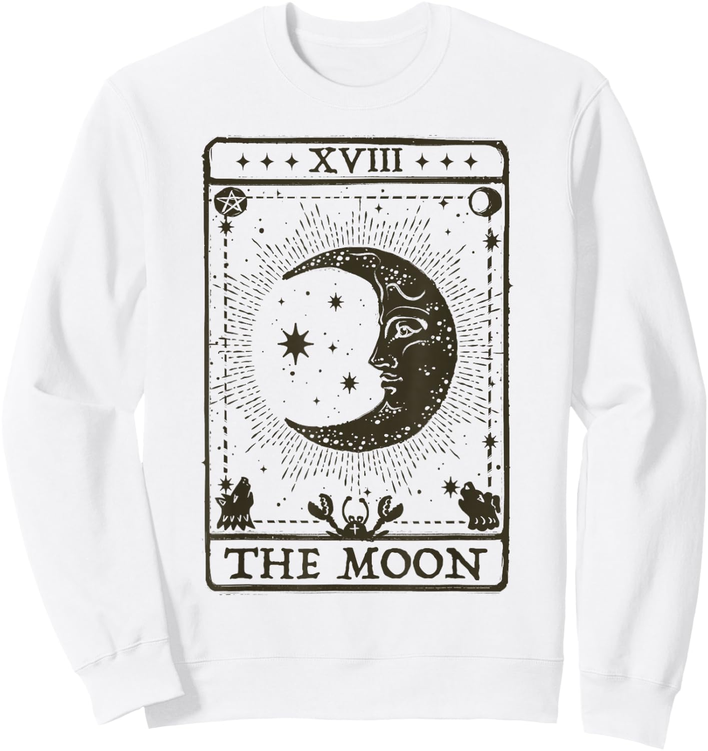 Trendy The Moon Graphic Black White Tarot Card Sweatshirt - Sweatshirt | White