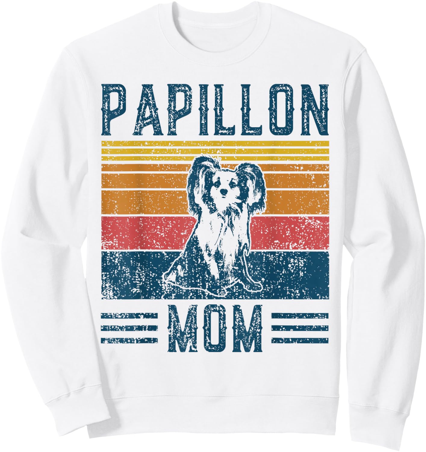Dog Papillon Mom - Vintage Papillon Mom Sweatshirt - Sweatshirt | White