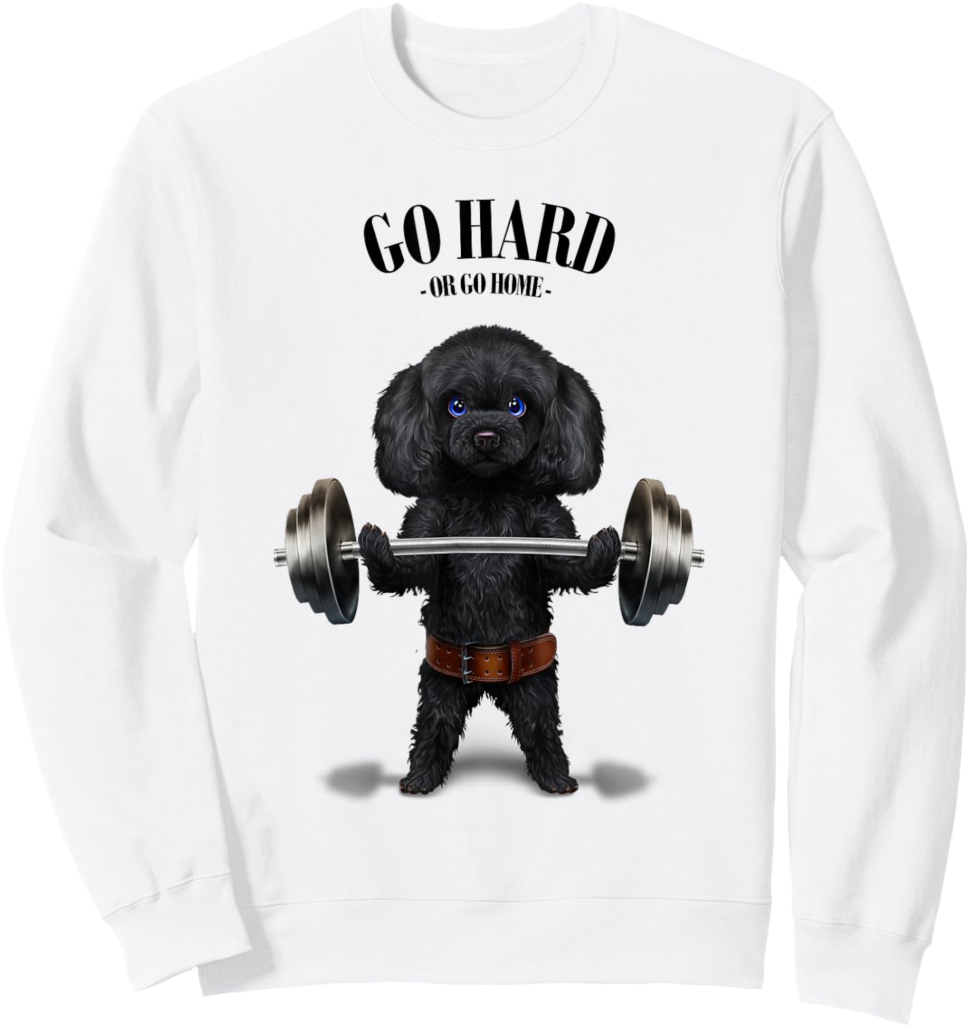 Black Poodle Dog Weightlifting in Fitness Gym Men Women Kids Sweatshirt - Sweatshirt | White