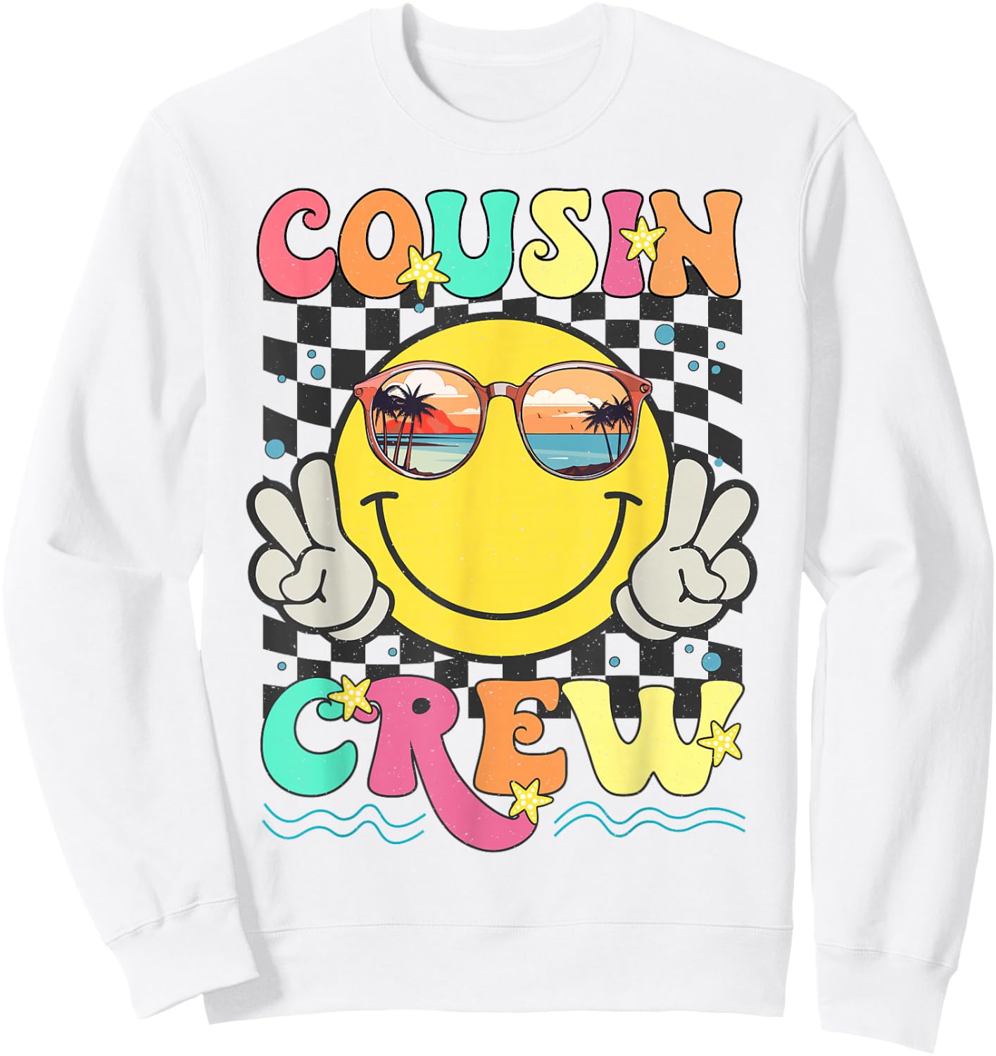 Retro Cousin Crew 2024 Summer Vacation Family Trip Matching Sweatshirt - Sweatshirt | White