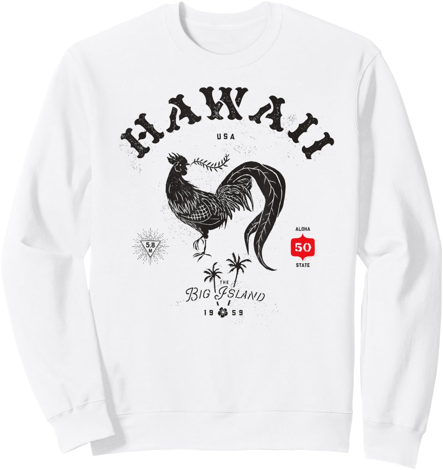 Vintage Hawaii Chicken Big Island Aloha State Sweatshirt - Sweatshirt | White