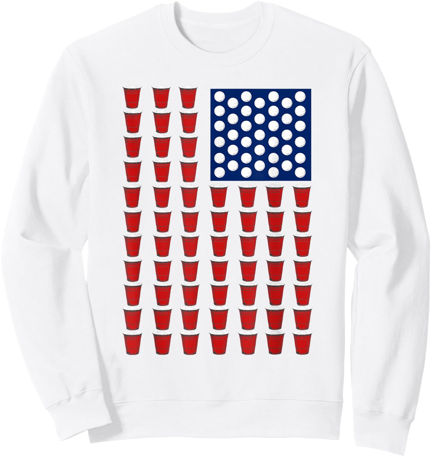 4th of July Trendy Red Solo Cup Beer Pong USA Flag Sweatshirt - Sweatshirt | White