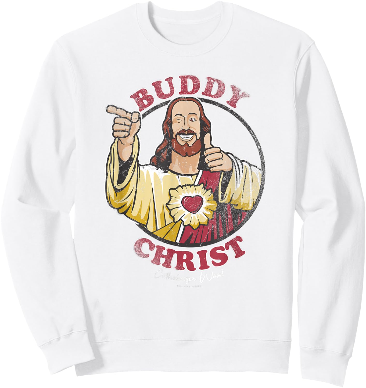 Jay and Silent Bob Buddy Christ Circle Portrait Sweatshirt - Sweatshirt | White