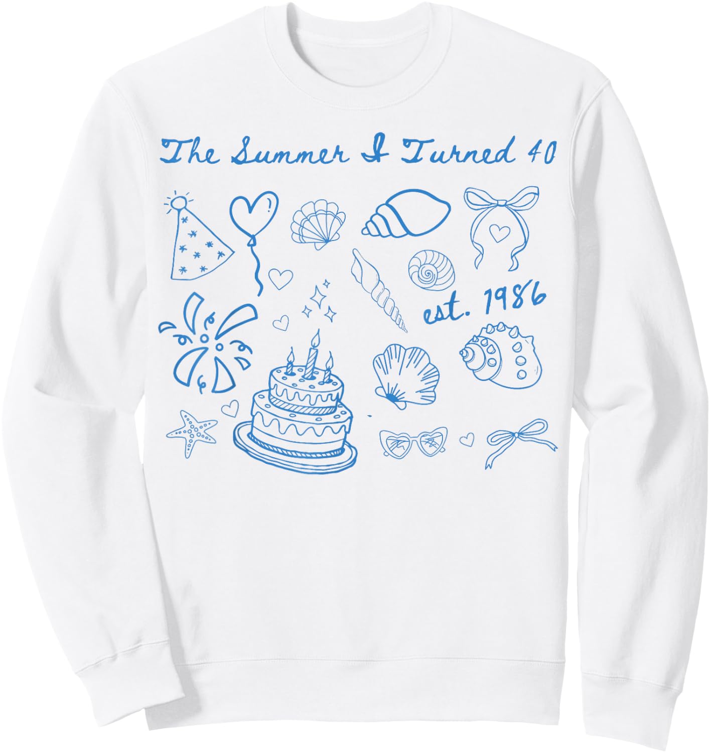 Summer I Turned Forty 40th Birthday Coastal Bow Seashell Sweatshirt - Sweatshirt | White