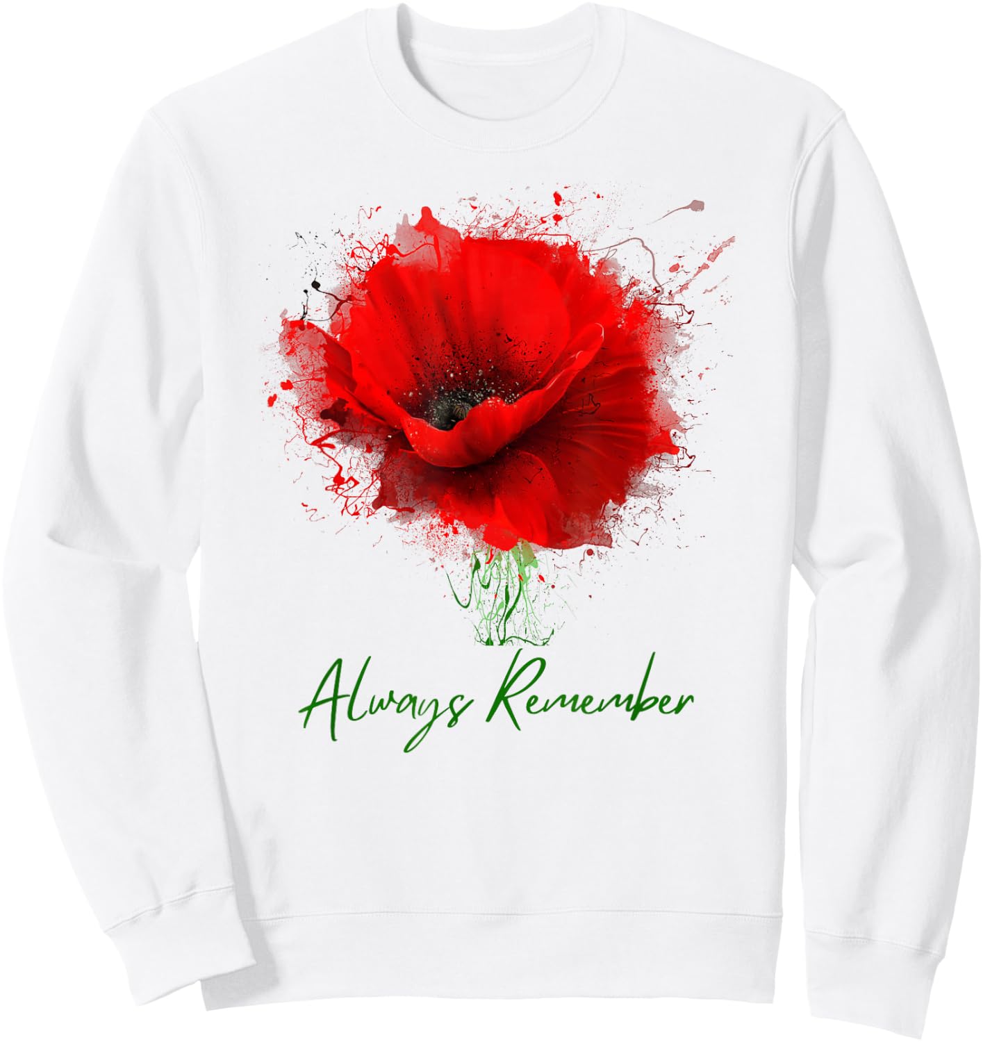 Always Remember Red Poppy Remembrance Sweatshirt - Sweatshirt | White