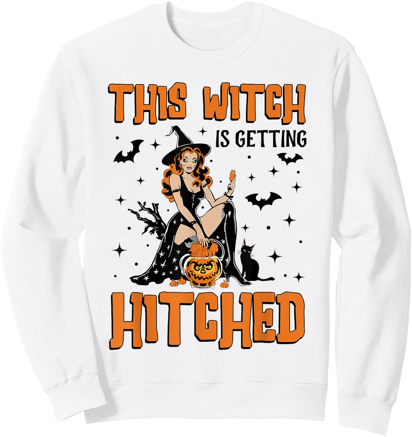 This Witch Is Getting Hitched Bride Bridesmaid Bachelorette Sweatshirt - Sweatshirt | White