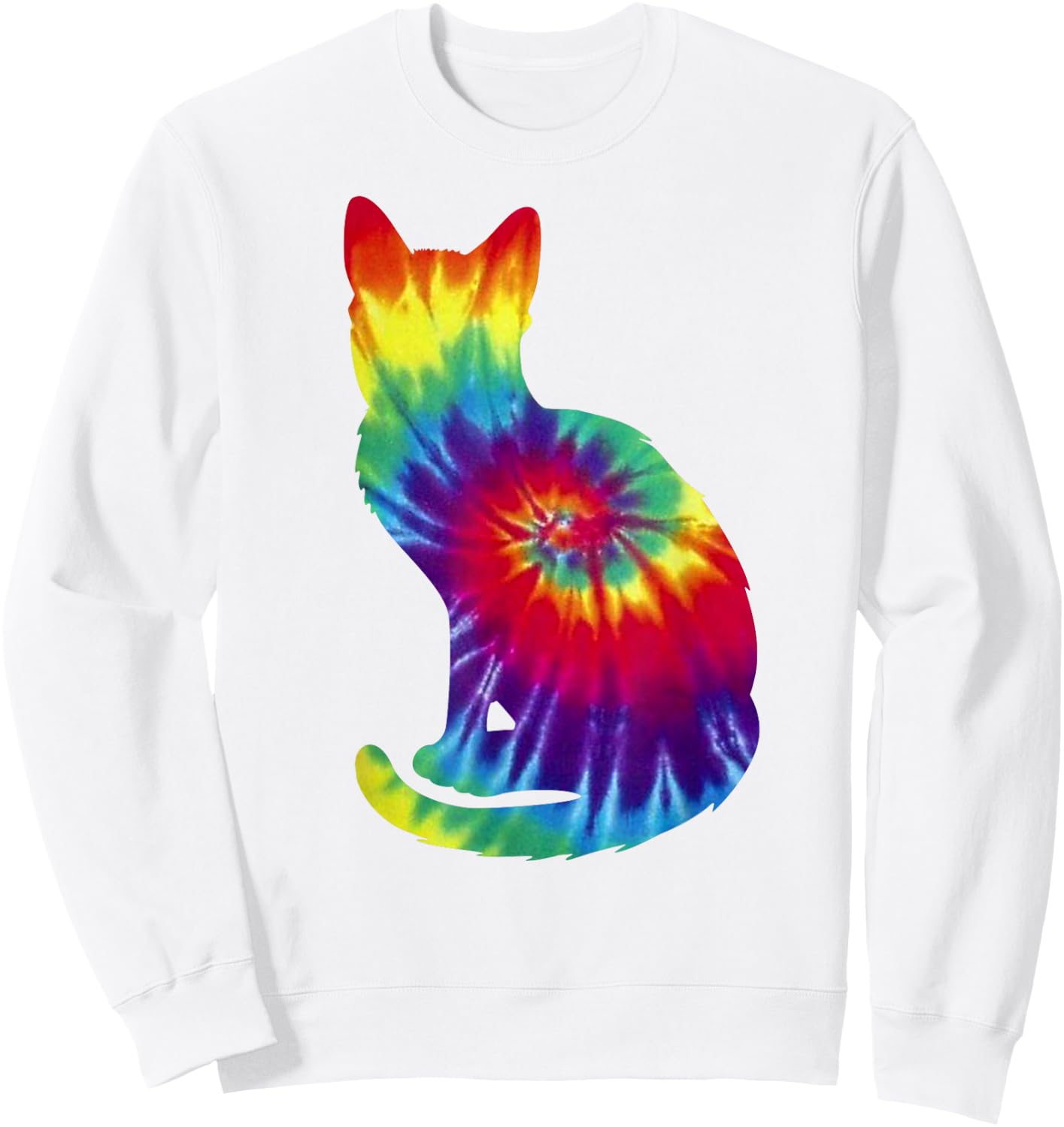 Tie Dye Cat Shirt | Colorful Tye Dye Kitten Sweatshirt - Sweatshirt | White