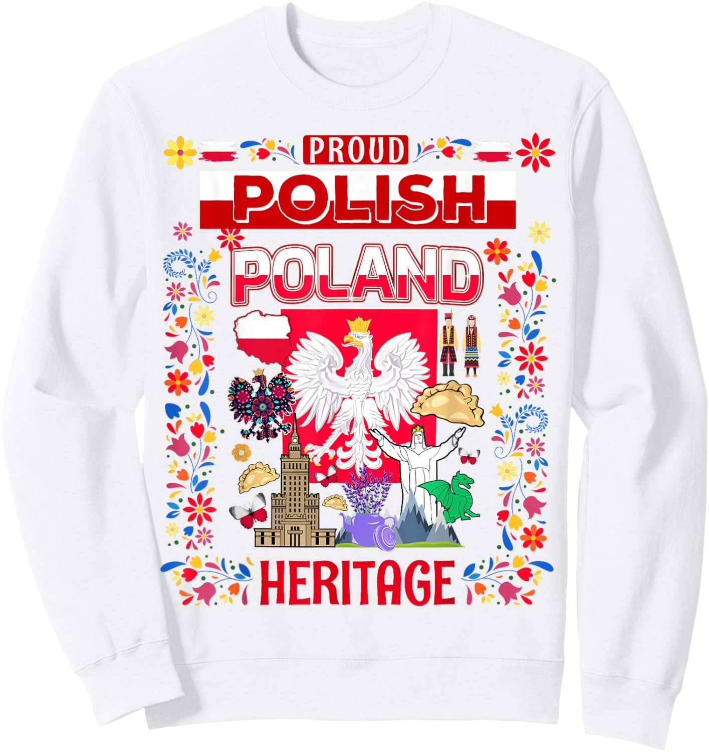 Polska Polish Ideas & Polski Folk Polish Heritage Sweatshirt - Sweatshirt | White