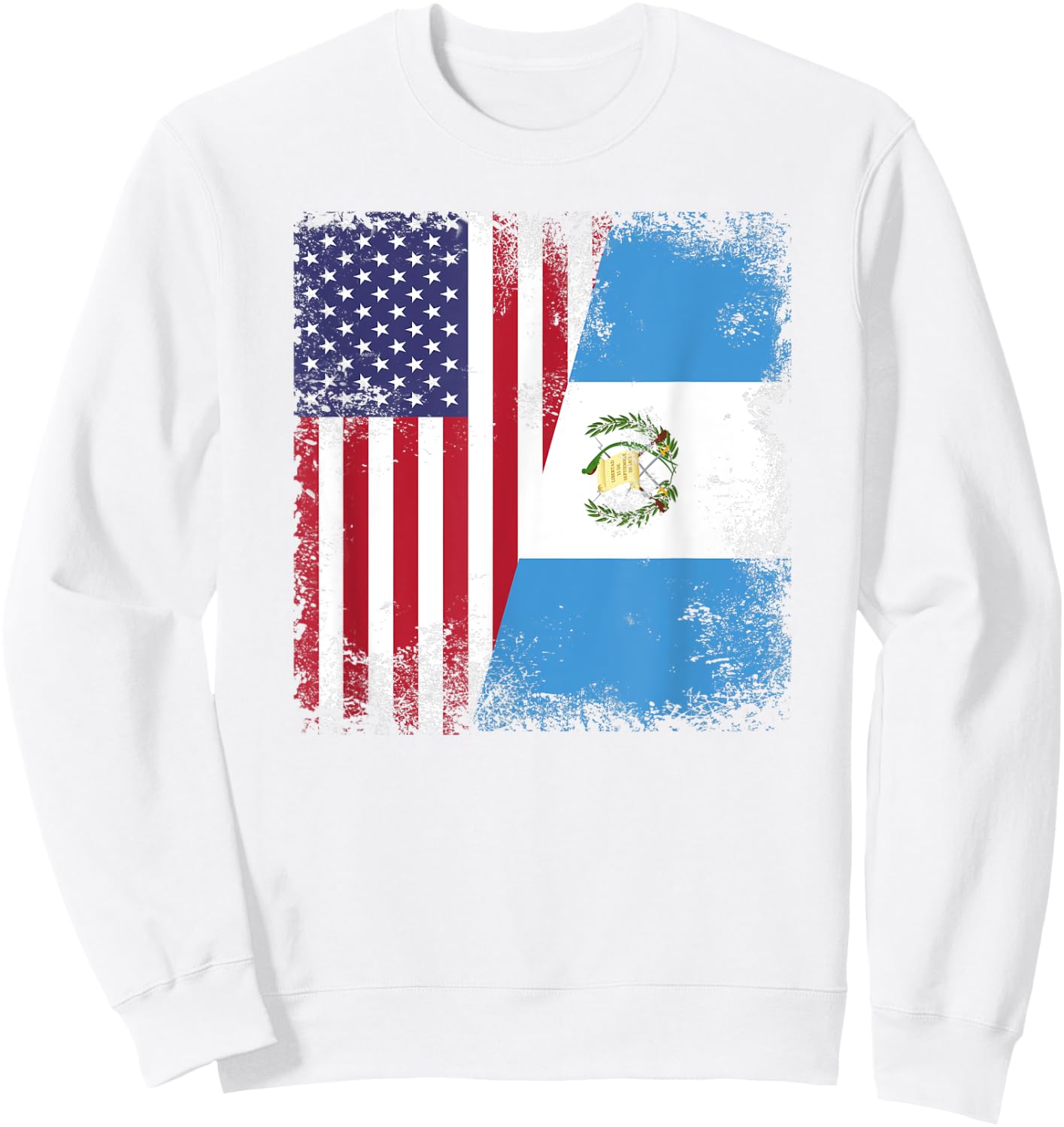 Half Guatemalan Flag | Vintage Guatemala USA Gift Sweatshirt - Sweatshirt | White
