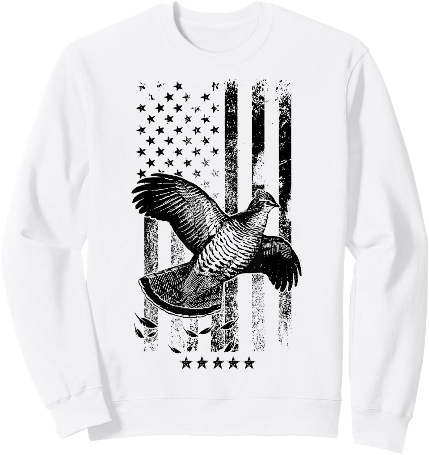 USA American Flag Hunters - Hunting Grouse Bird Sweatshirt - Sweatshirt | White