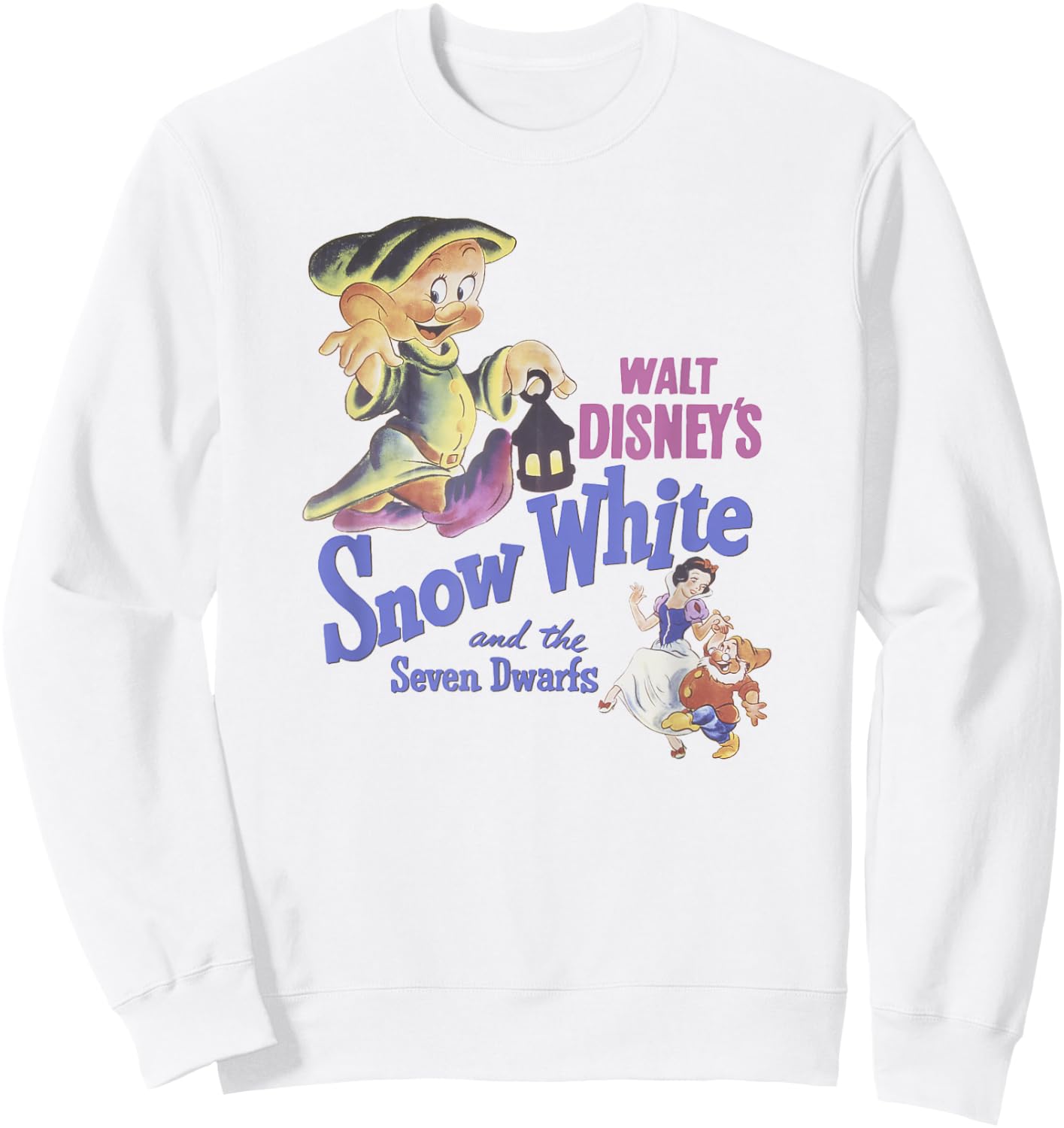 Disney Snow White and The Seven Dwarfs Dopey Movie Poster Sweatshirt - Sweatshirt | White