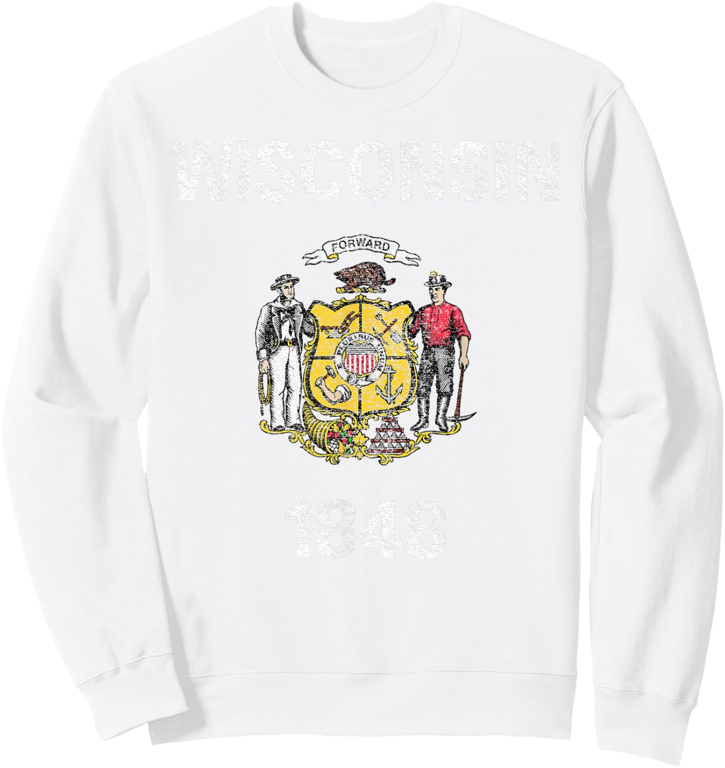 State Flag of Wisconsin Sweatshirt - Sweatshirt | White