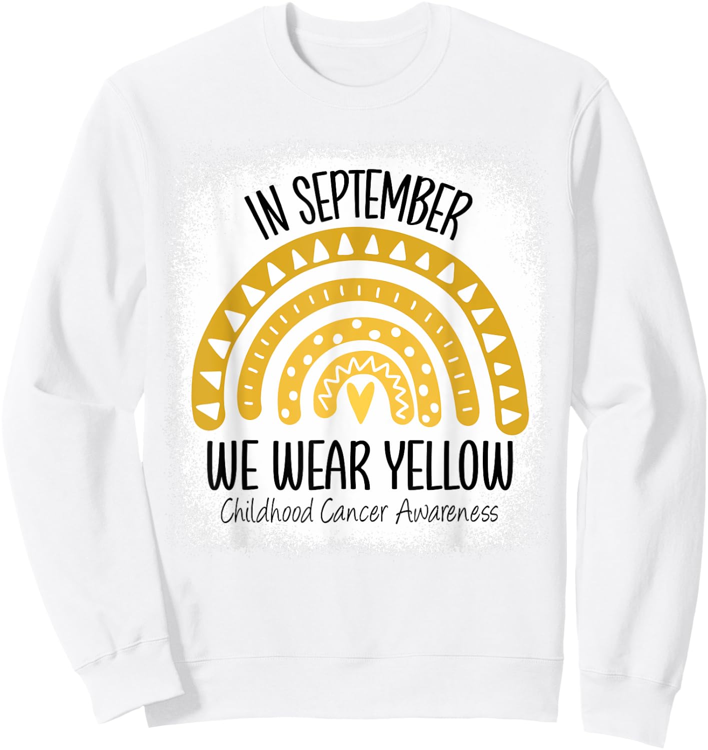 Rainbow September We Wear Yellow Childhood Cancer Awareness Sweatshirt - Sweatshirt | White