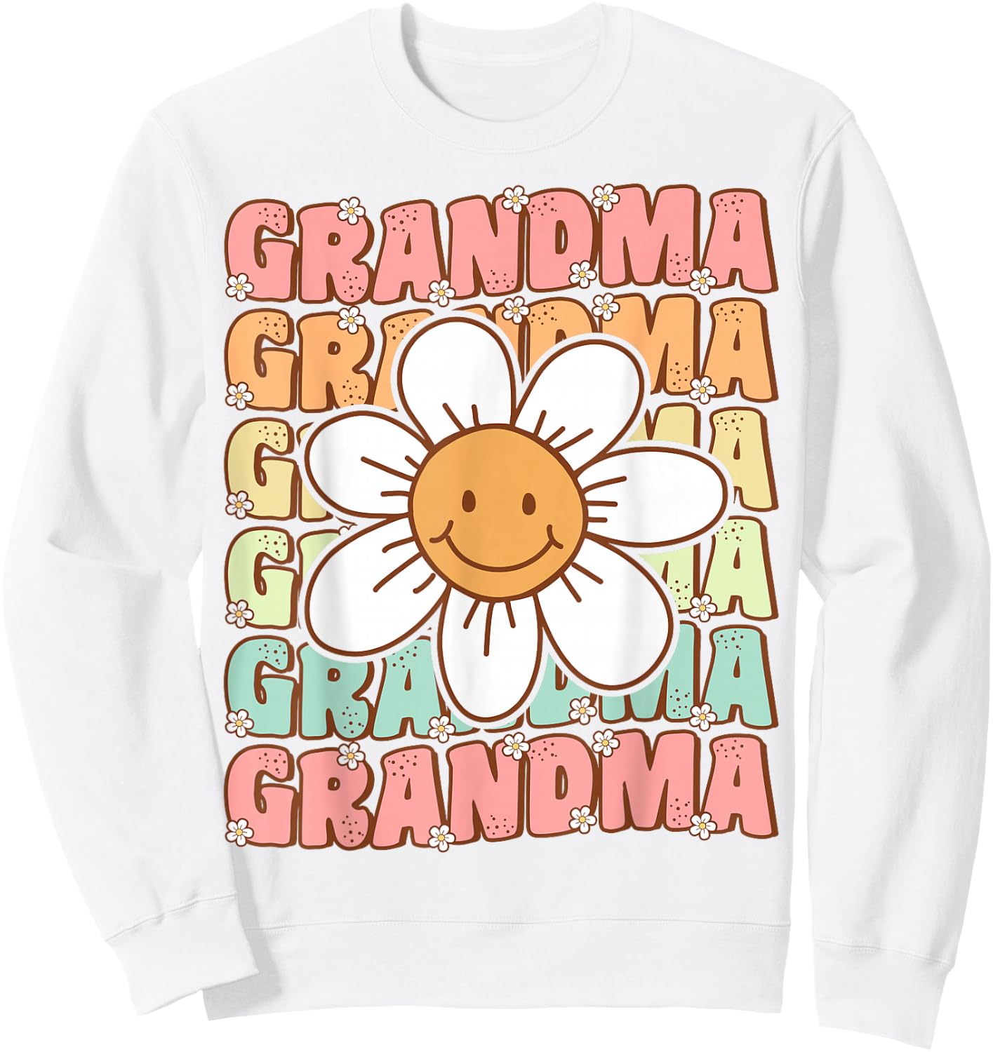 Cute Groovy Grandma 70s Family Birthday Party Daisy Flower Sweatshirt - Sweatshirt | White