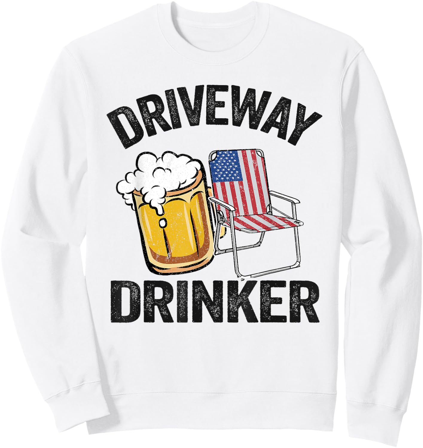 Beer Lover American Flag 4th Of July Party Driveway Drinker Sweatshirt - Sweatshirt | White