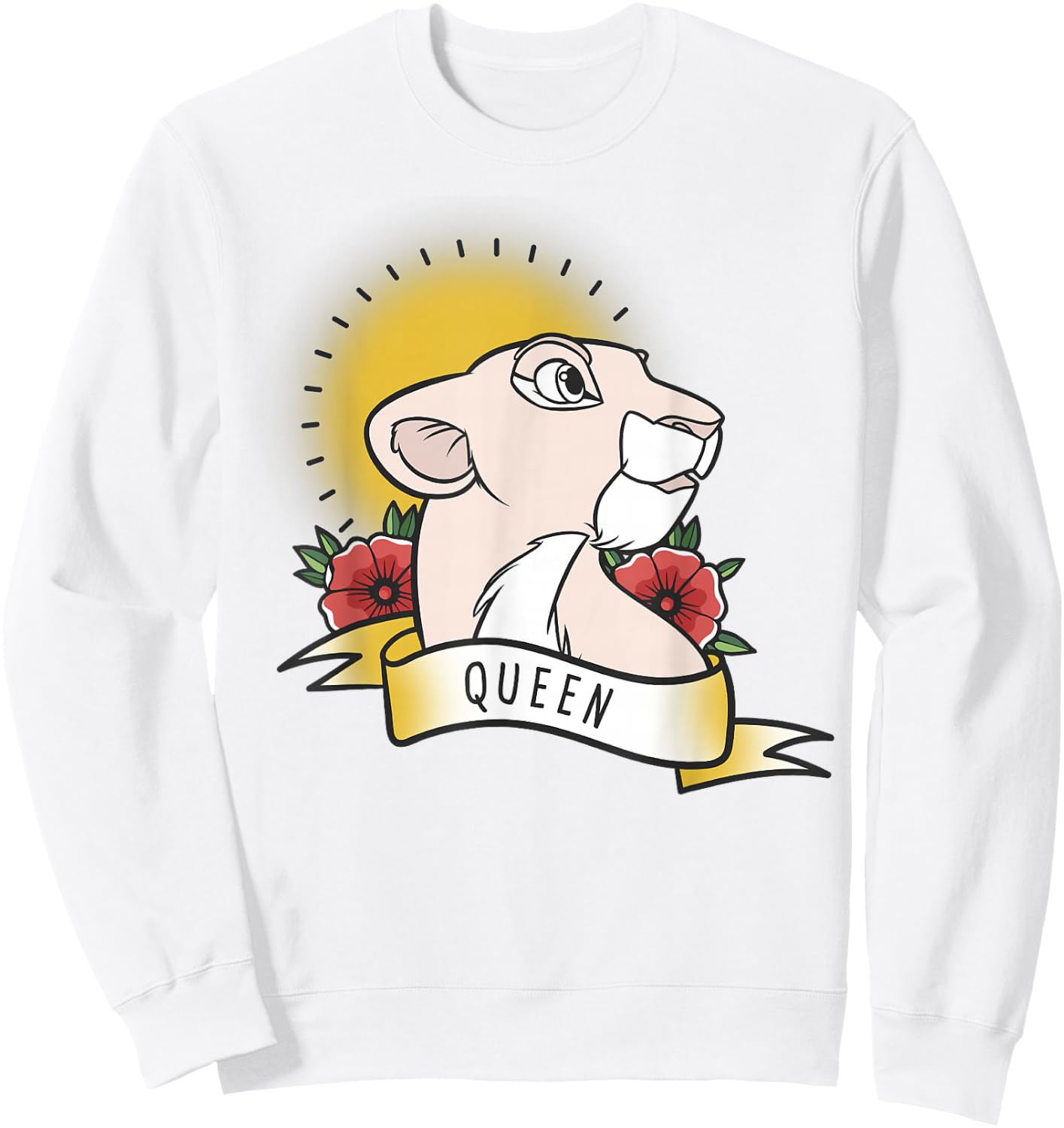 Disney Lion King Nala Queen Tattoo Yellow Graphic Sweatshirt - Sweatshirt | White
